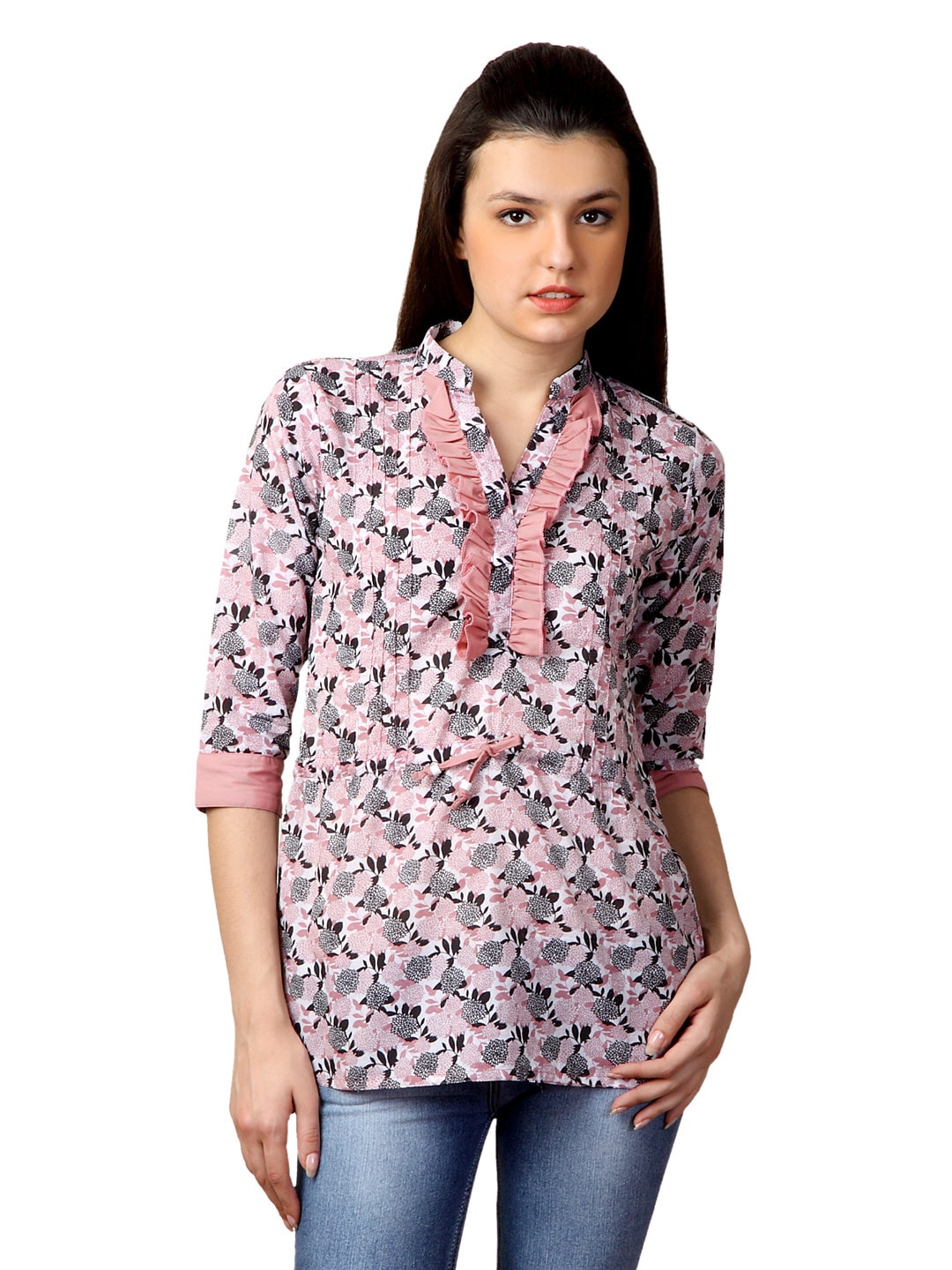 Mumbai Slang Women Floral Pink Kurti