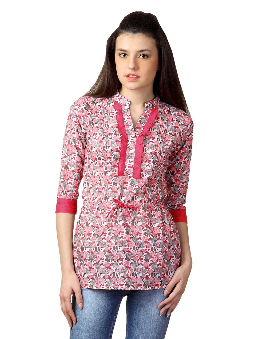 Mumbai Slang Women Floral Pink Kurti