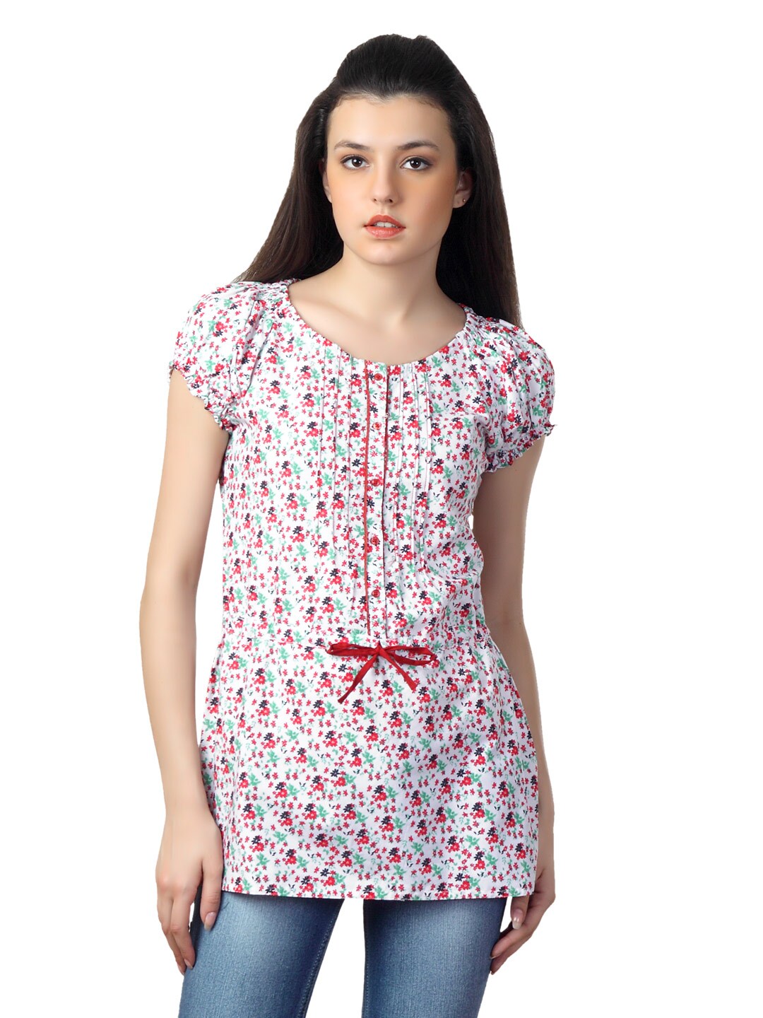 Mumbai Slang Women Floral White Kurti