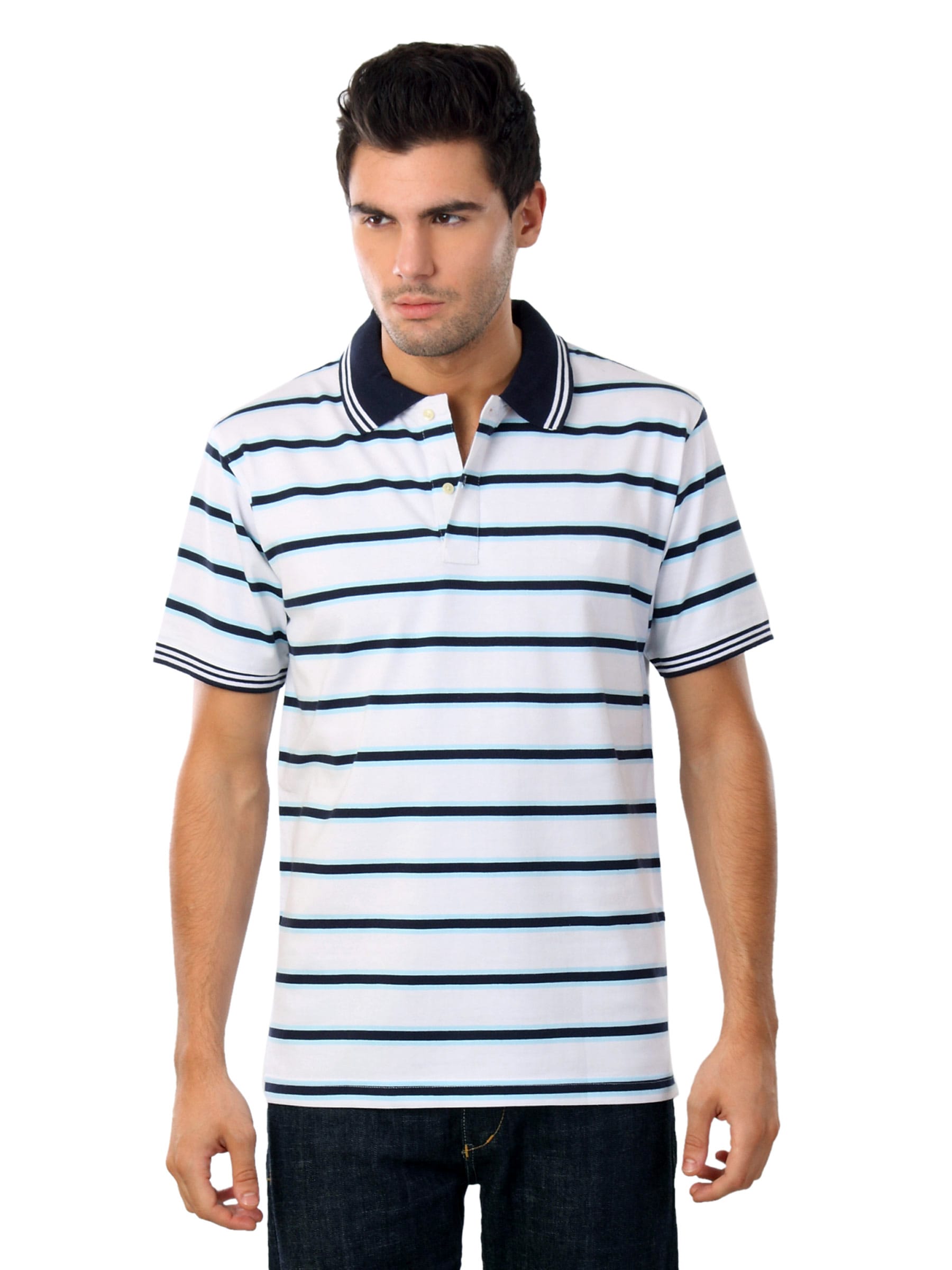 Scullers Men Striped White T-shirt
