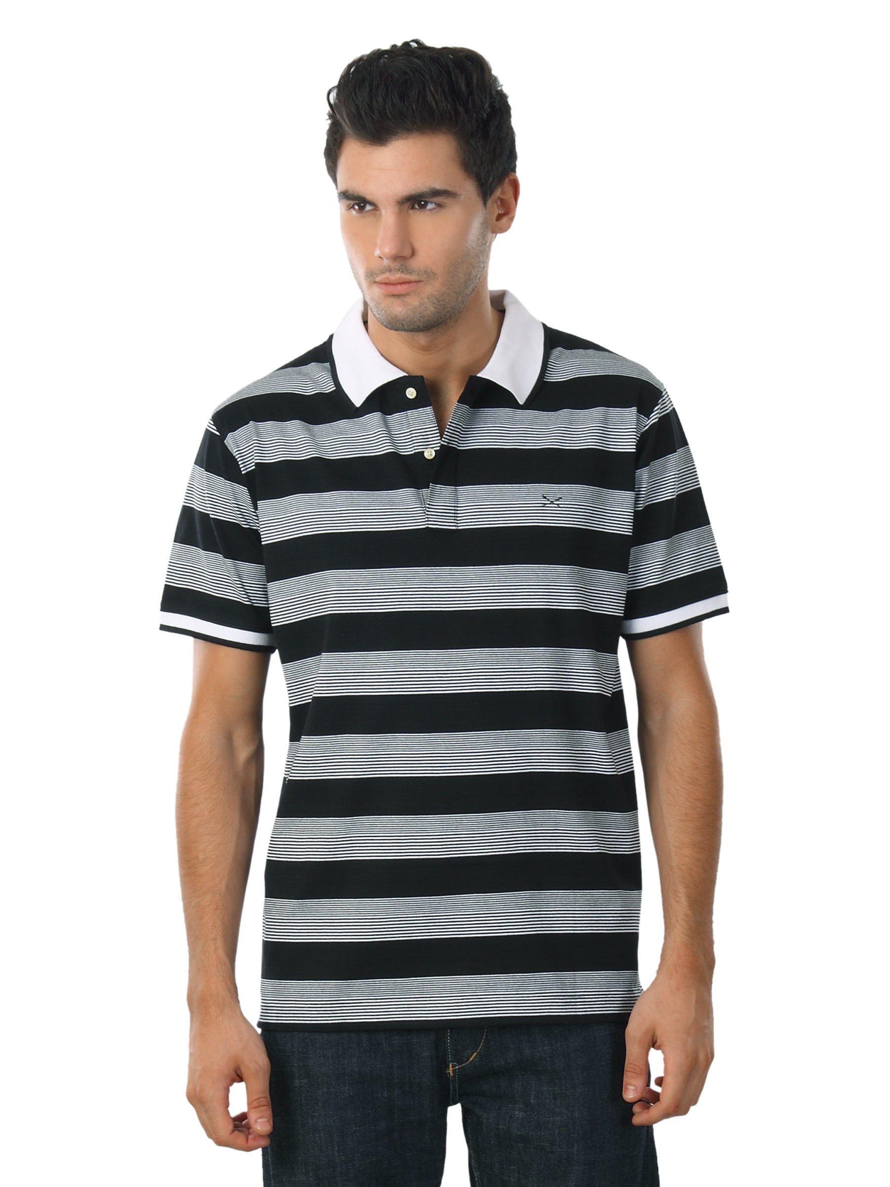 Scullers Men Striped Black T-shirt