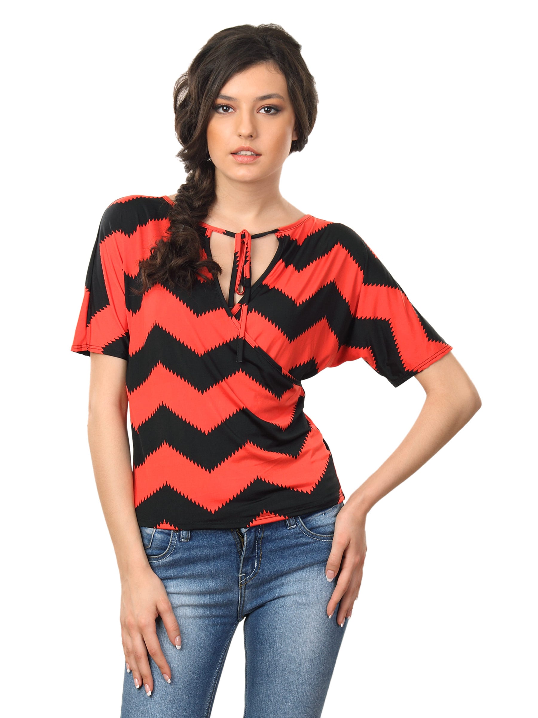 Tonga Women Red & Black Top