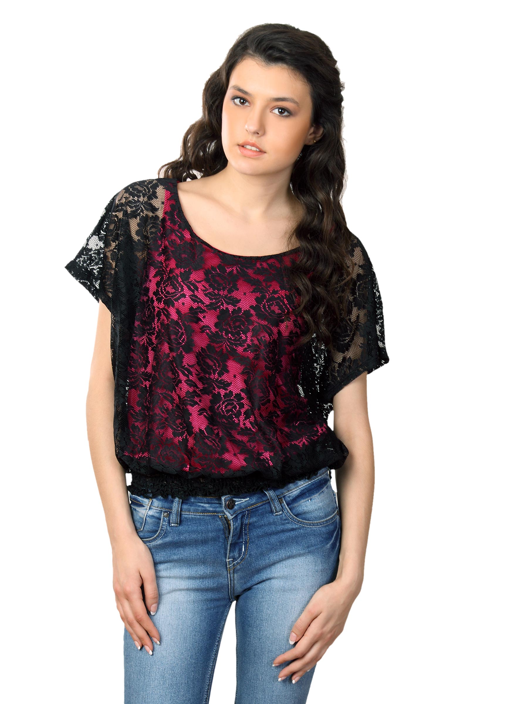 Tonga Women Black & Pink Top