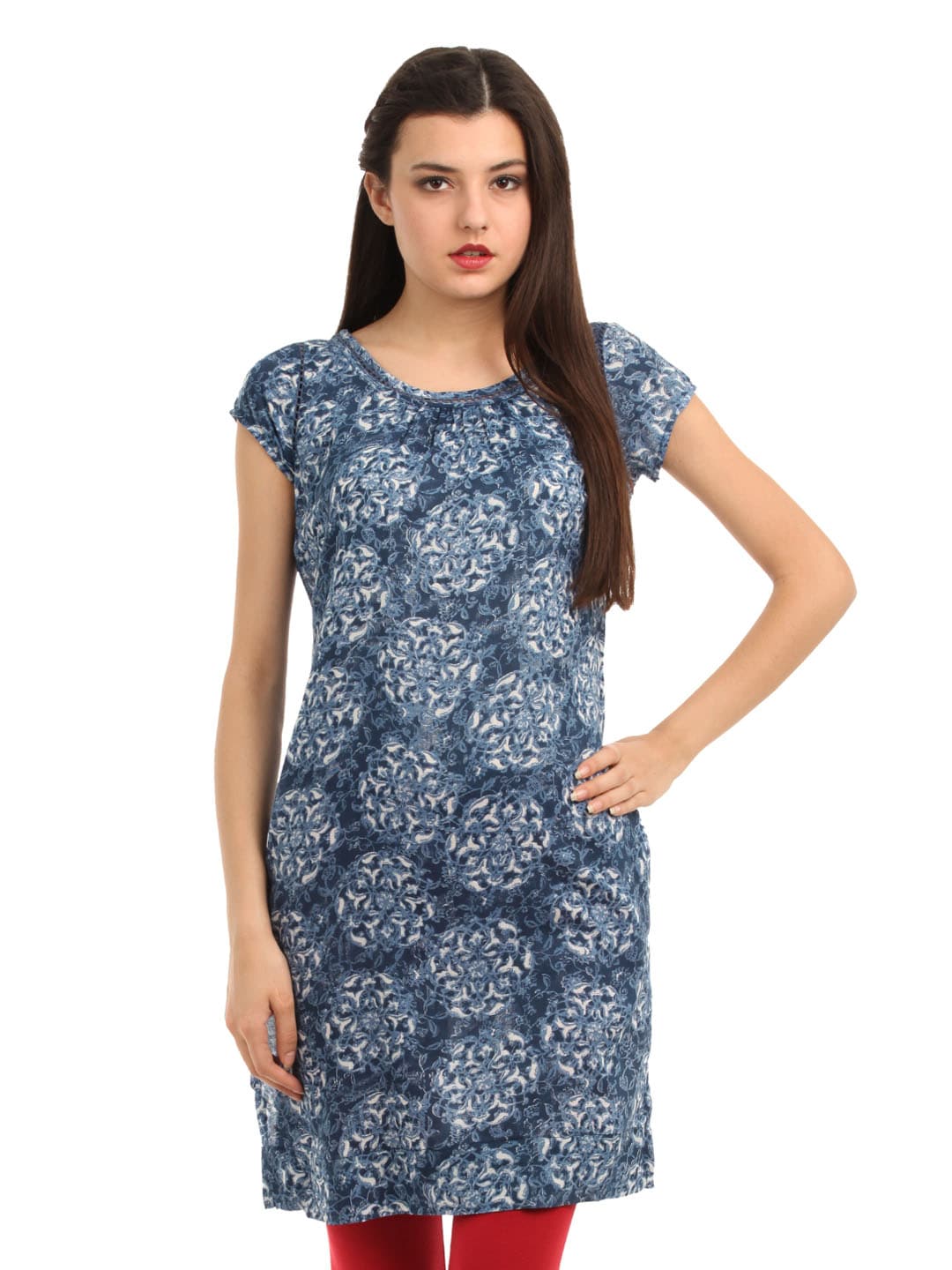 W Women Navy Blue Kurta