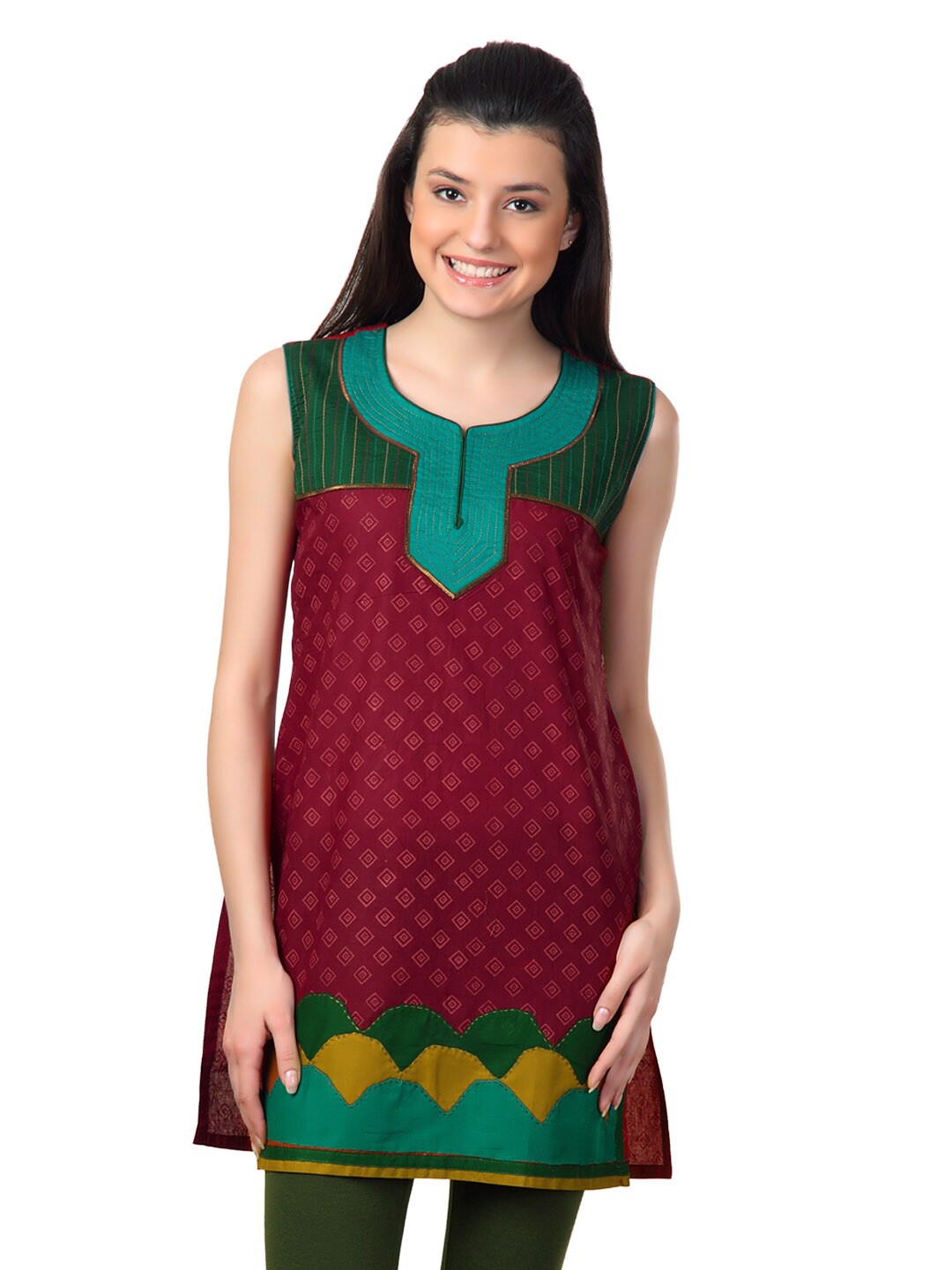 Span Women Maroon Kurta