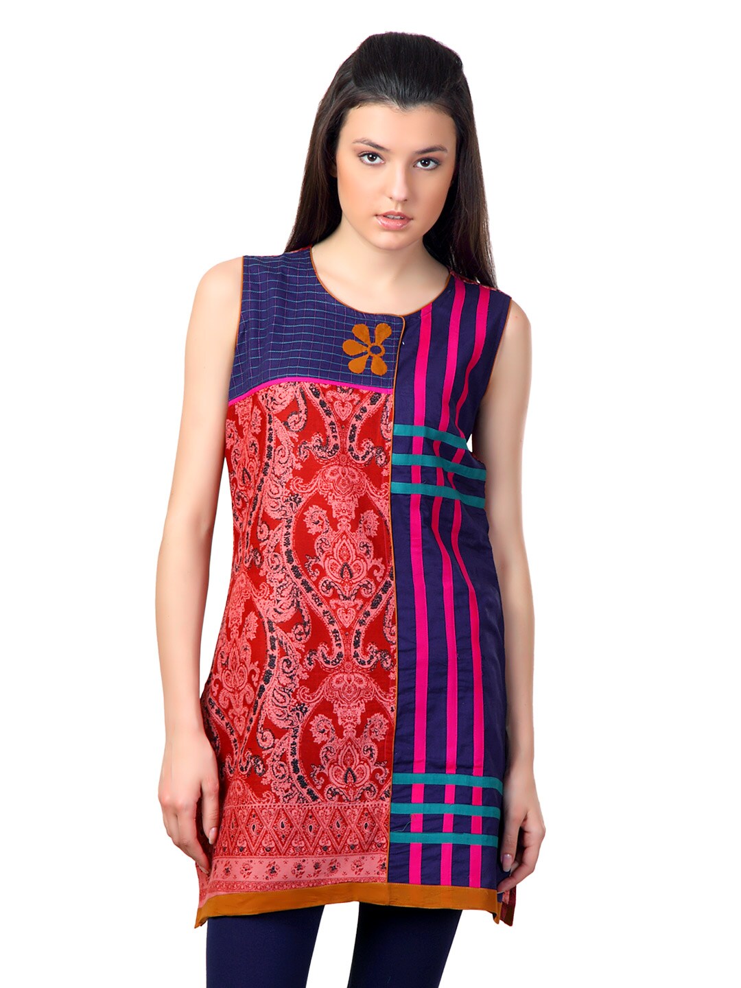 Span Women Red Printed Kurta