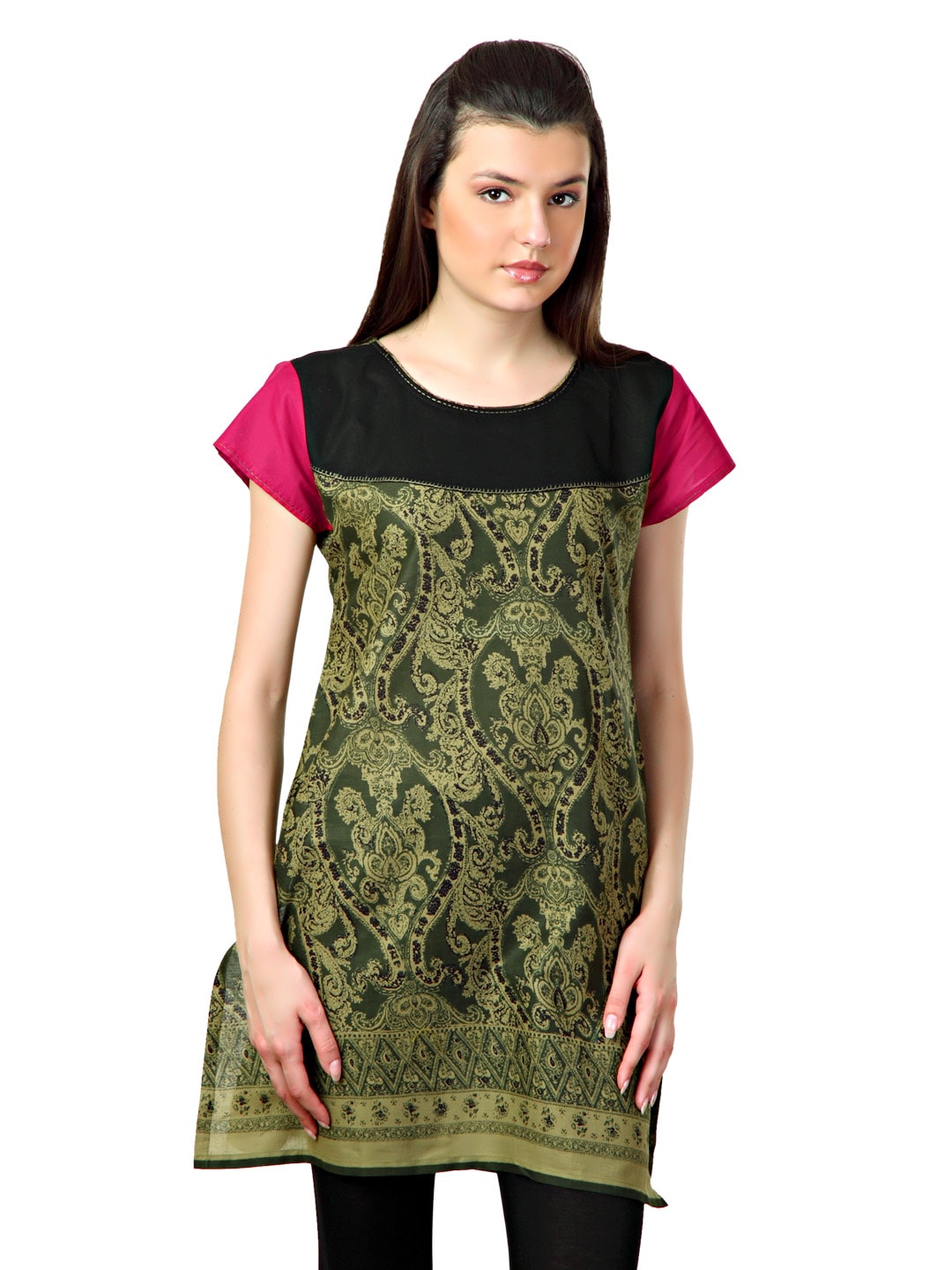 Span Women Olive Green Kurta