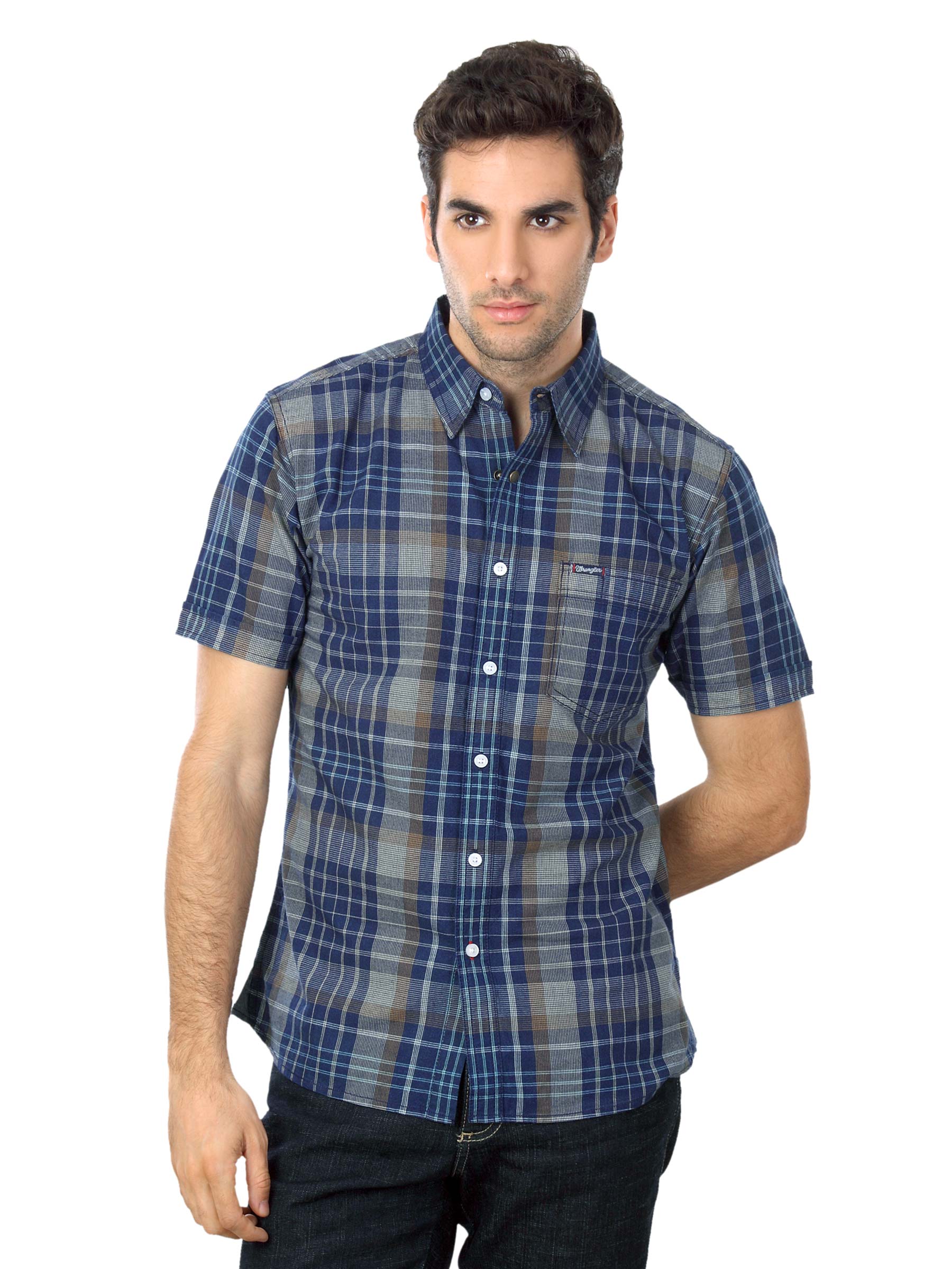 Wrangler Men Blue Check Shirt