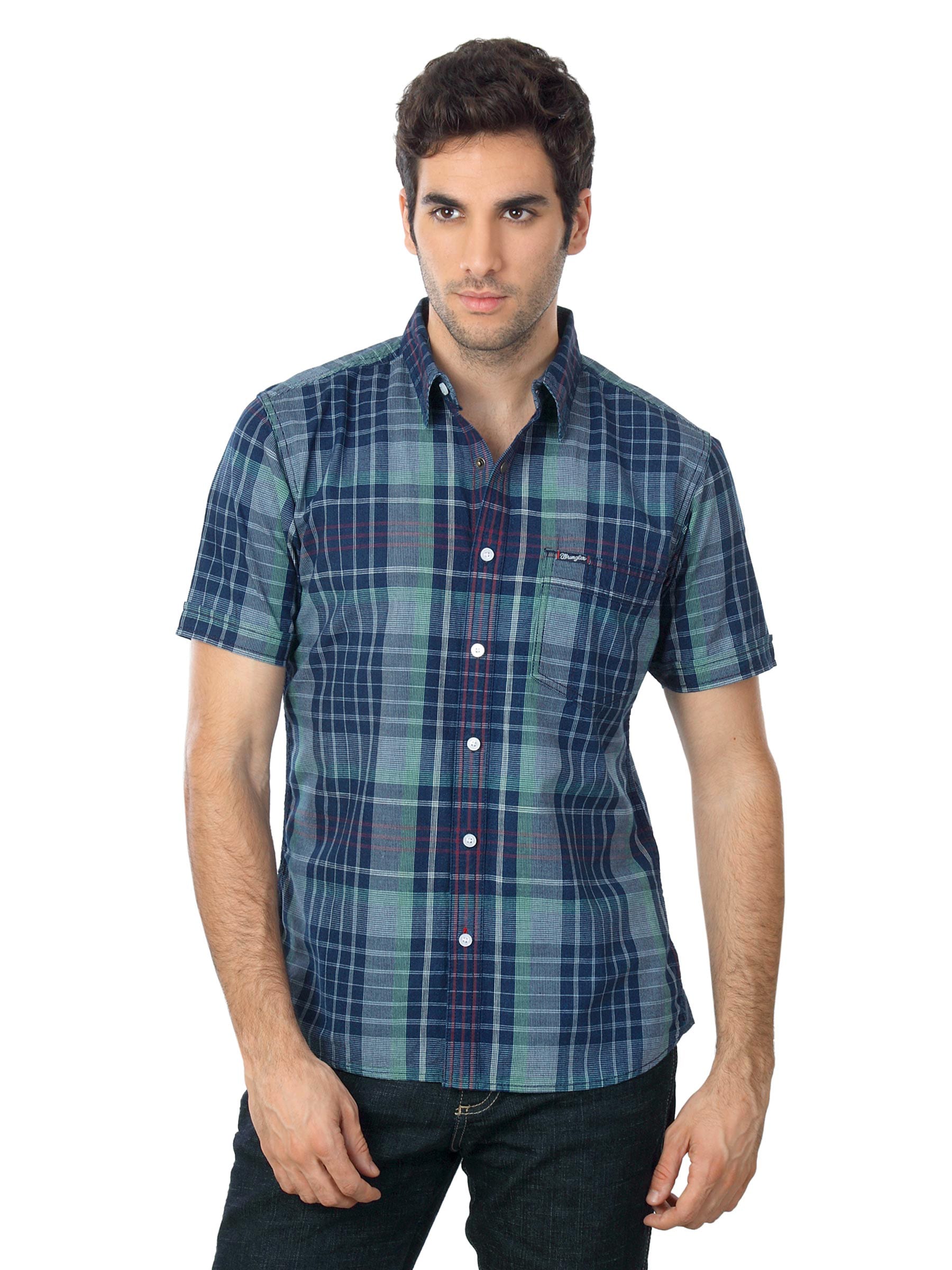 Wrangler Men Blue Check Shirt