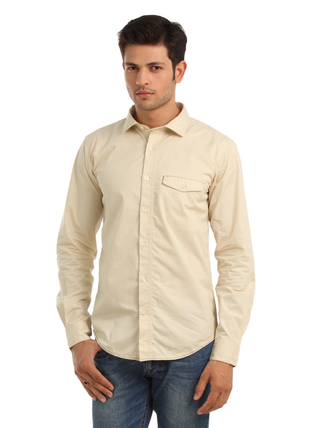 Basics Men Beige Shirt