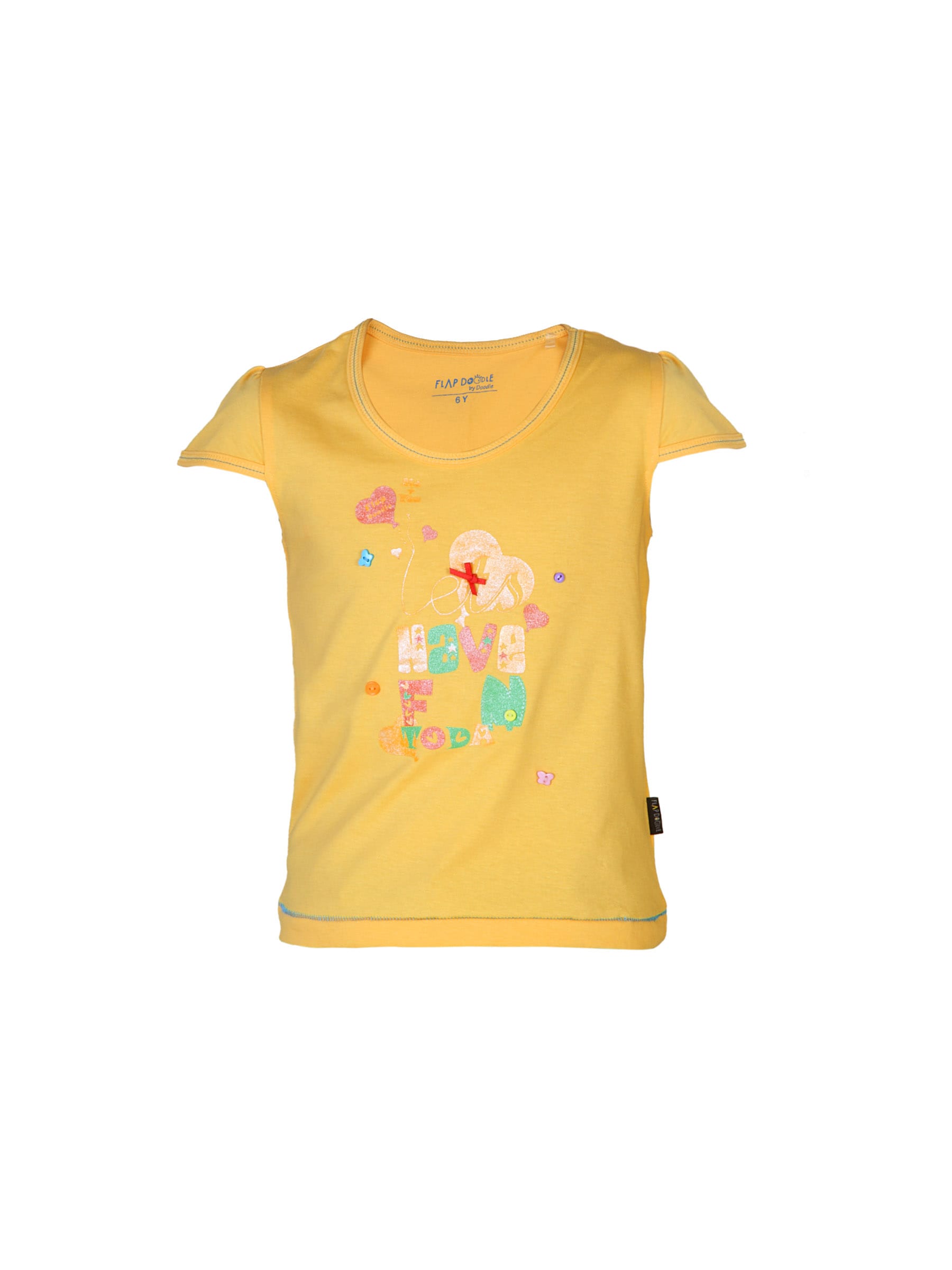 Doodle Girls Printed Yellow Top