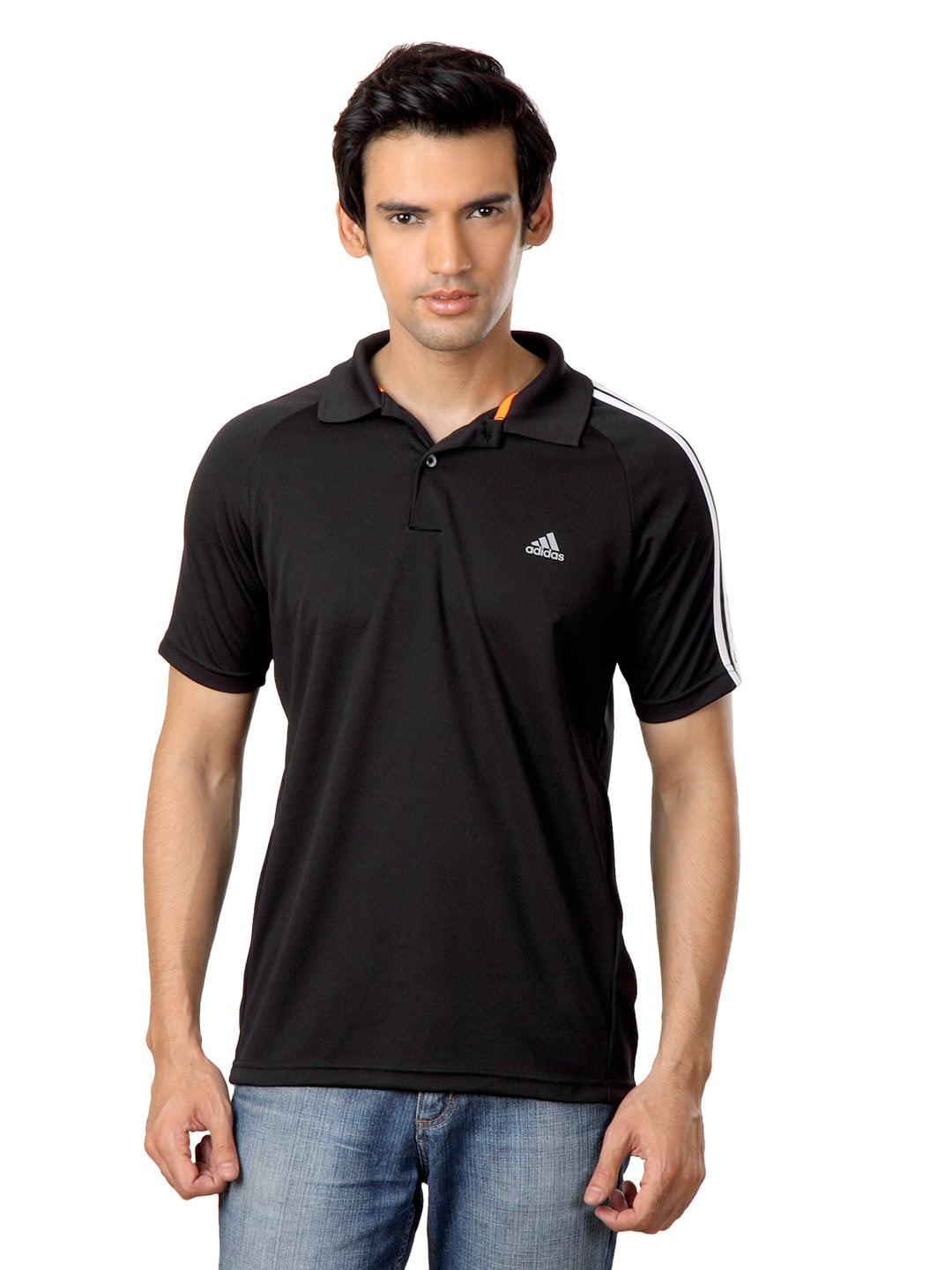 ADIDAS Men Black Polo T-shirt