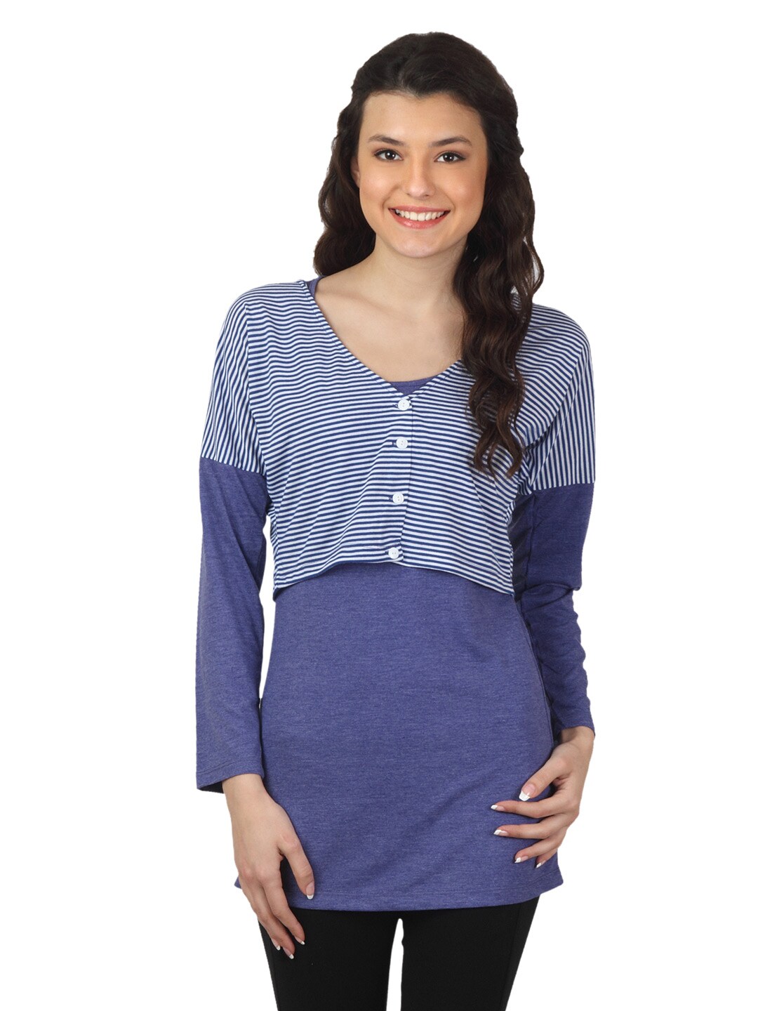 Sepia Women Blue Striped Top