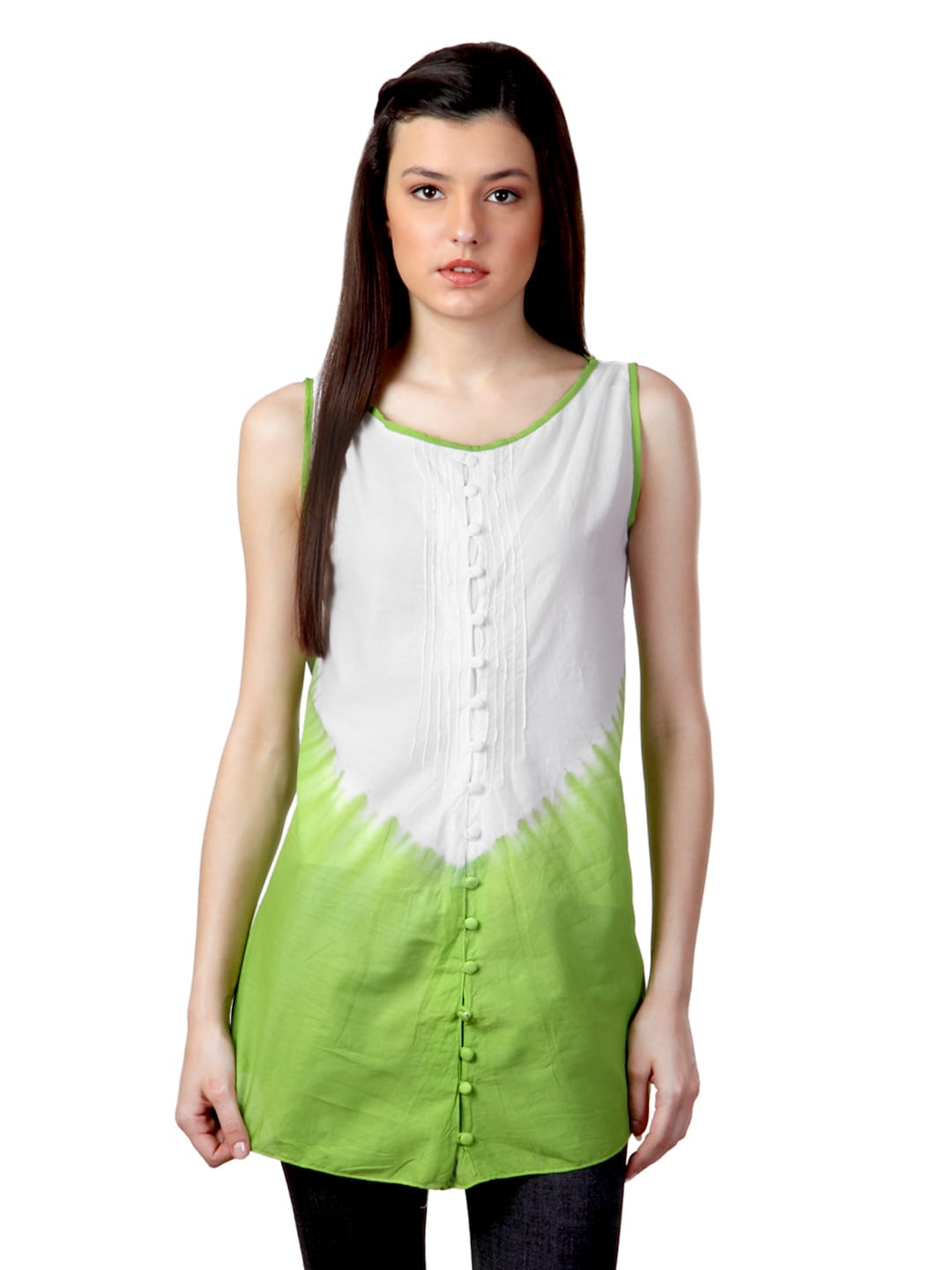 Sepia Women White & Green Top