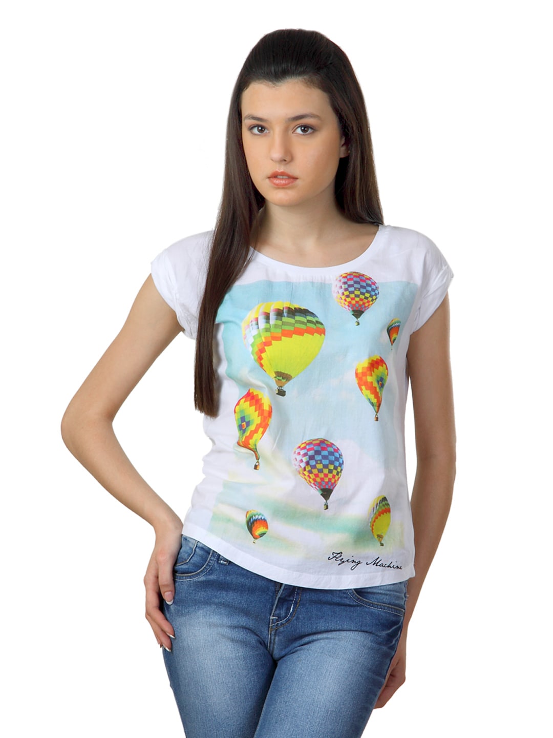 Flying Machine Women White Printed T-shirt