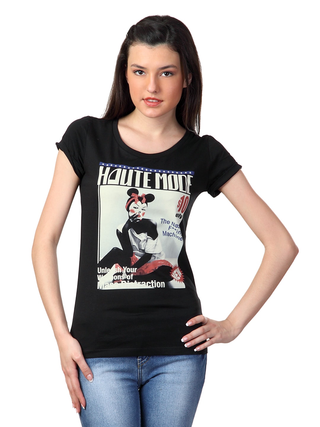 Flying Machine Women Black T-shirt