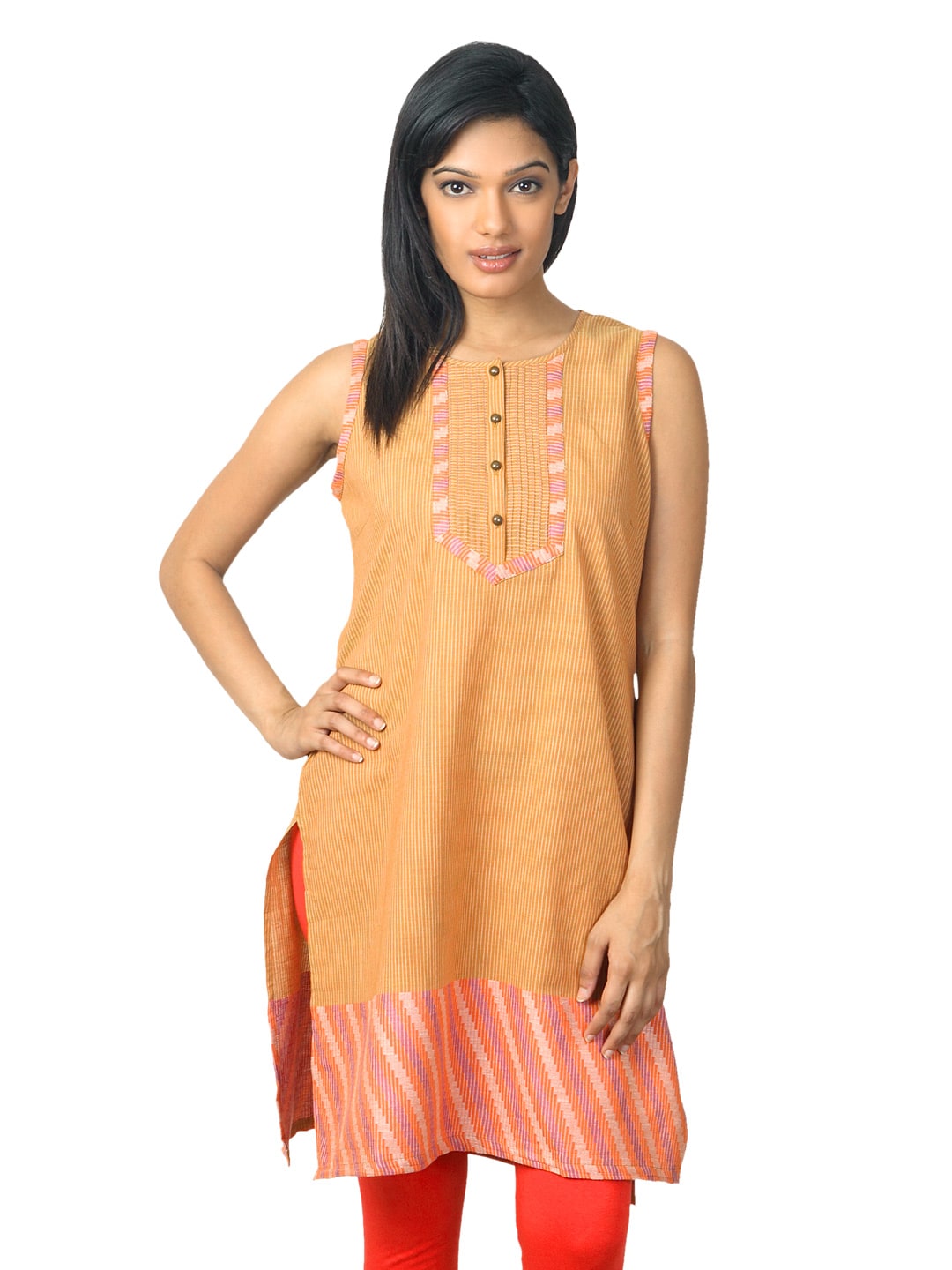 Aurelia Women Brown & Orange Kurta