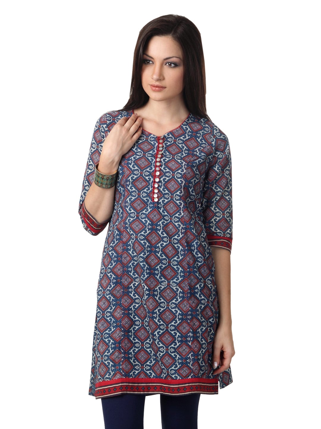 Mother Earth Women Blue Printed Kurta