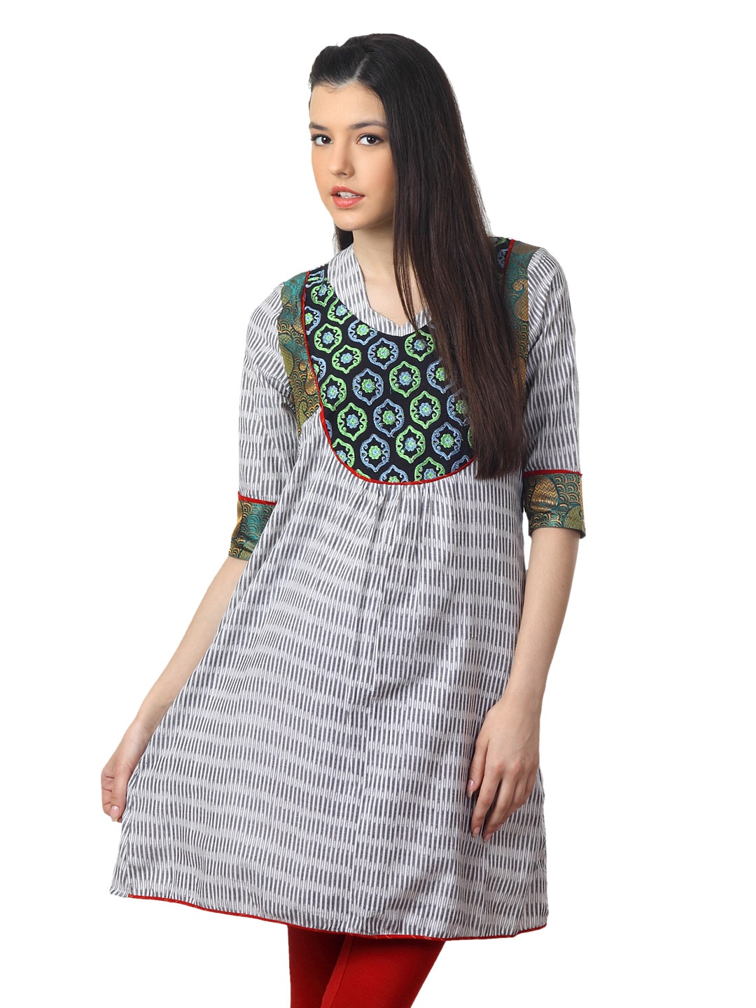 Mother Earth Women White & Black Kurta