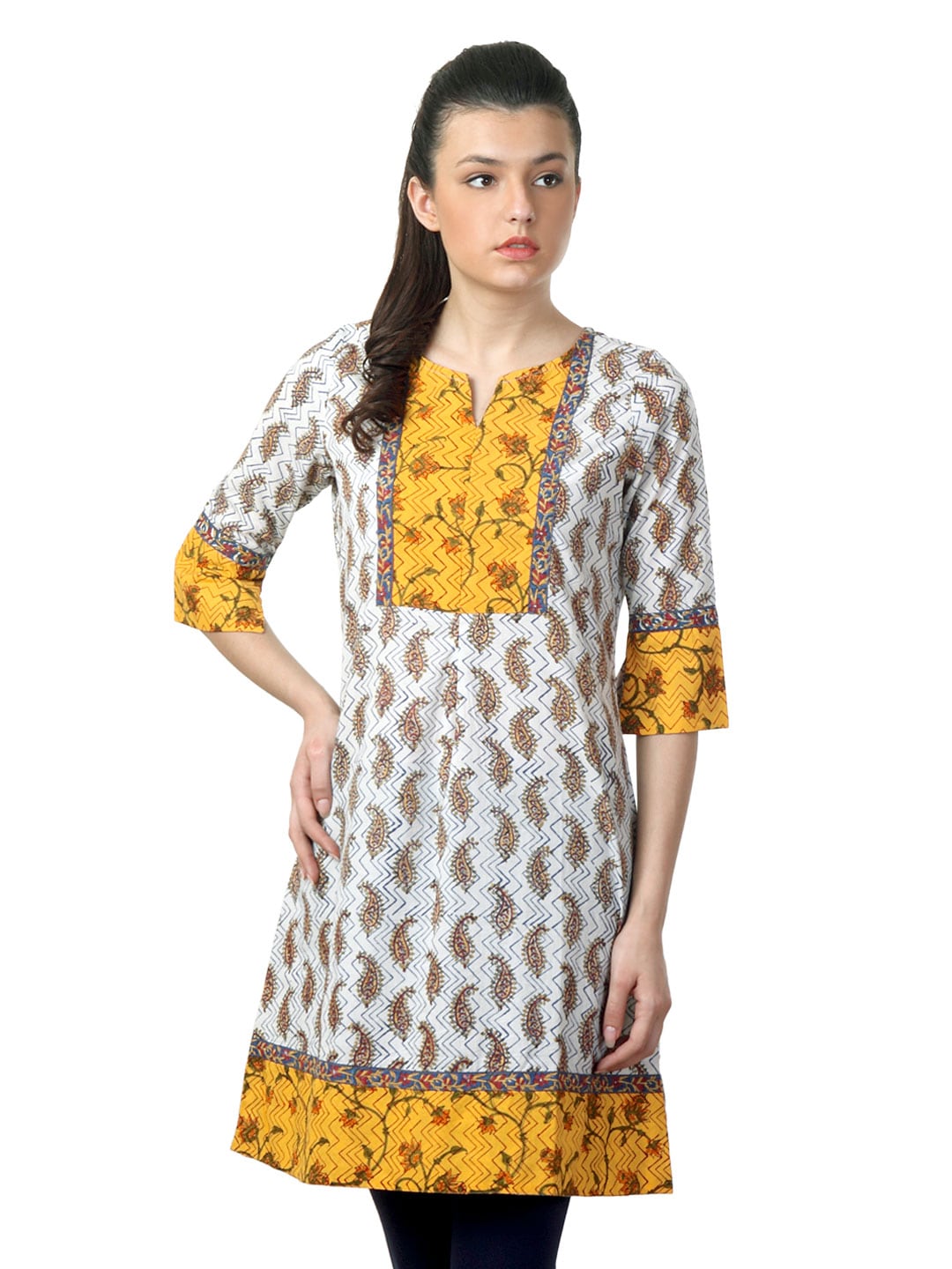 Mother Earth Women White Printed Kurta