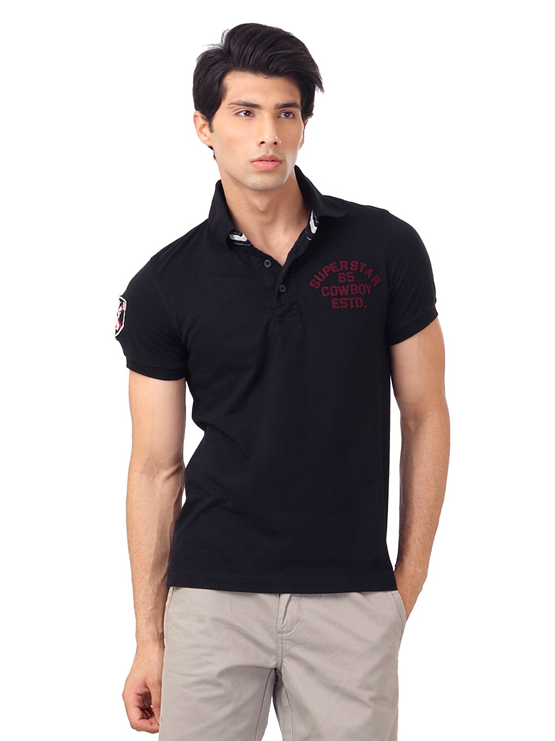 United Colors of Benetton Mens Black Polo T-shirt