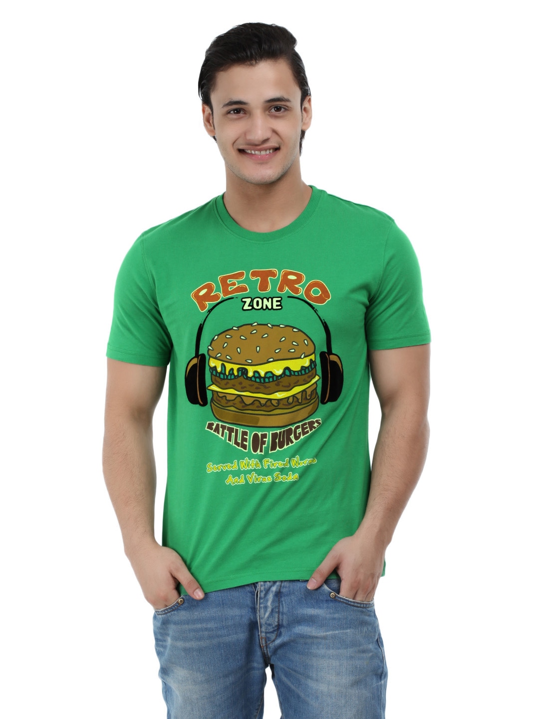 United Colors of Benetton Men Green Printed T-shirt