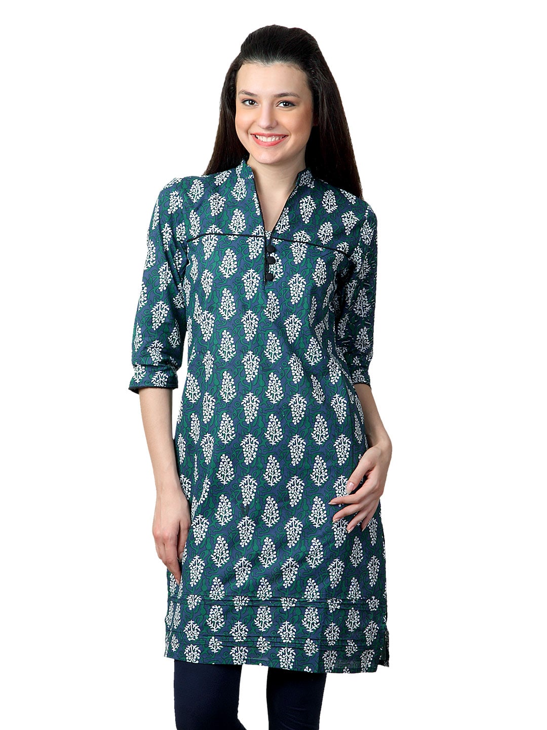 Alma Women Blue Printed Kurta