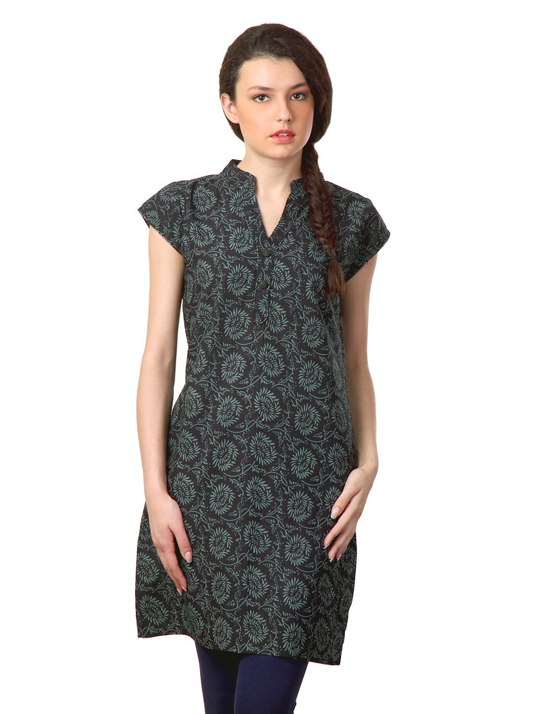 Alma Women Black Printed Kurta