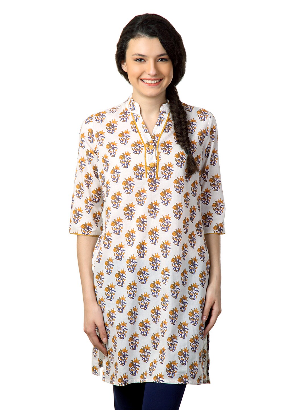 Alma Women White Printed Kurta