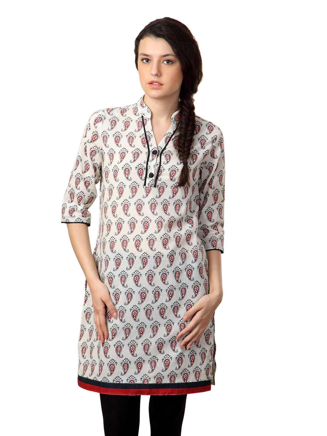 Alma Women Off White Printed Kurta