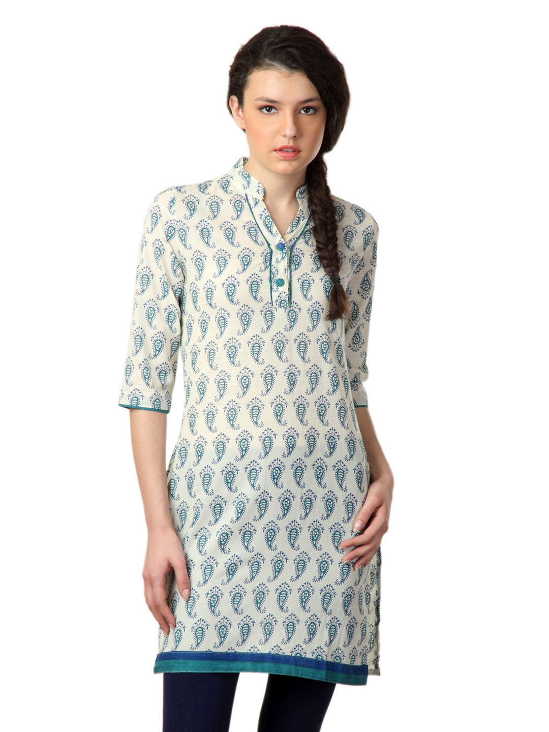 Alma Women Cream Printed Kurta