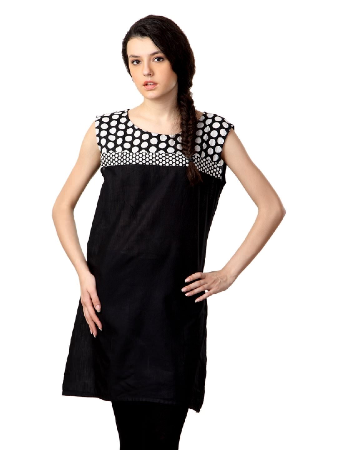 Alma Women Black & White Kurta