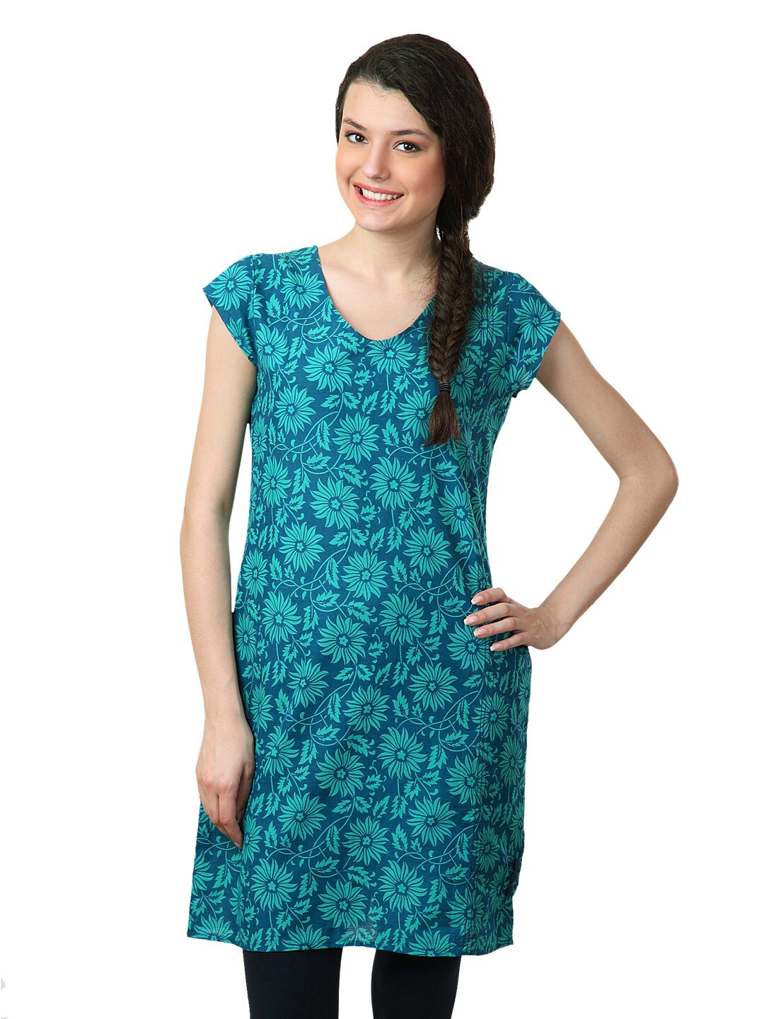 Alma Women Blue & Green Kurta