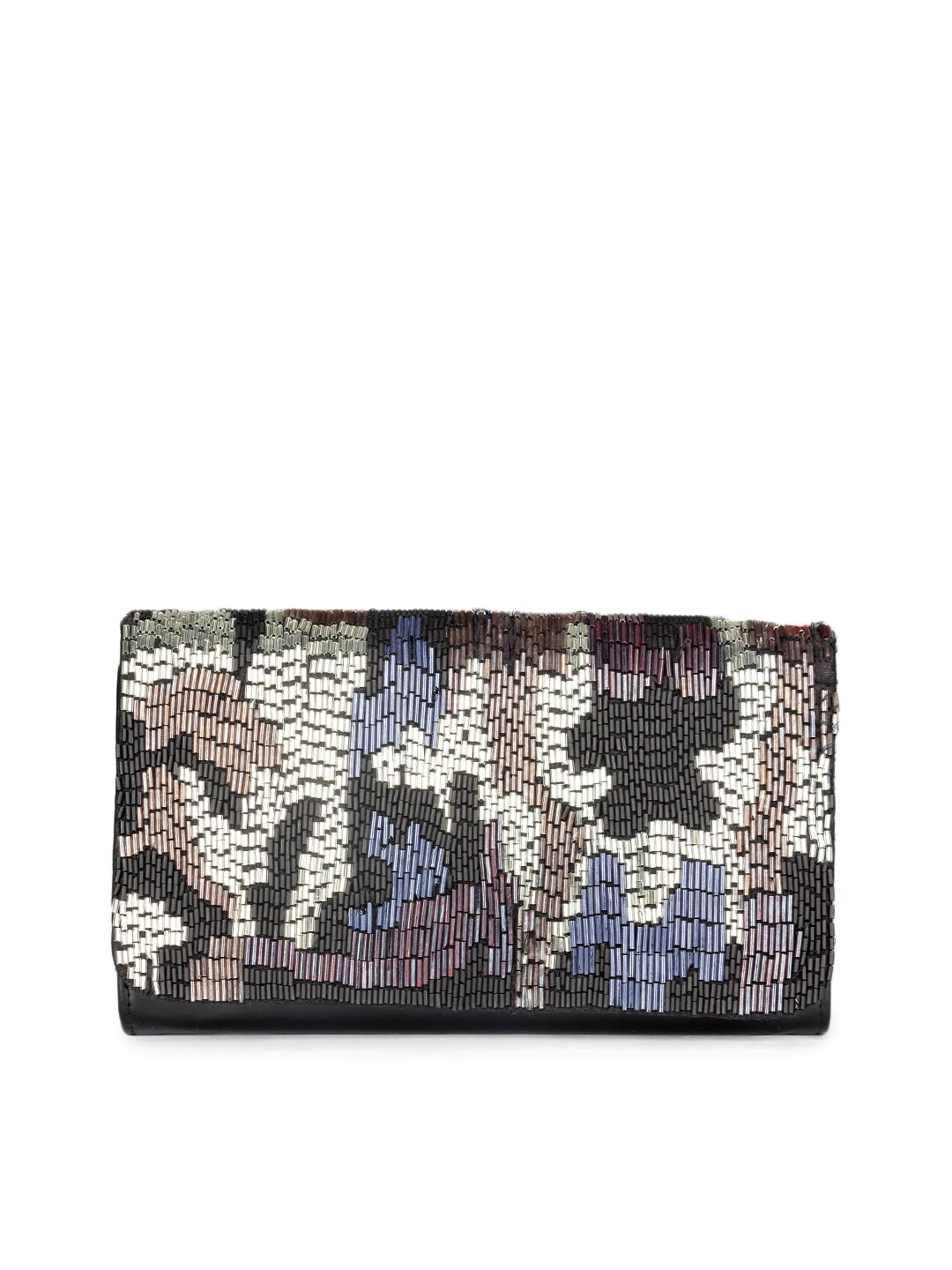 French Connection Women Black Beaded Clutch