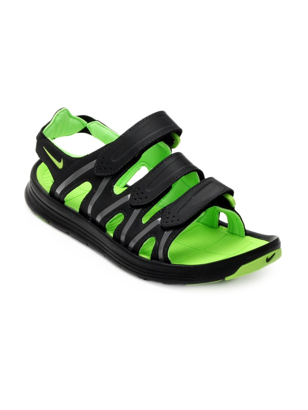 Nike Men Black and Green Sandals