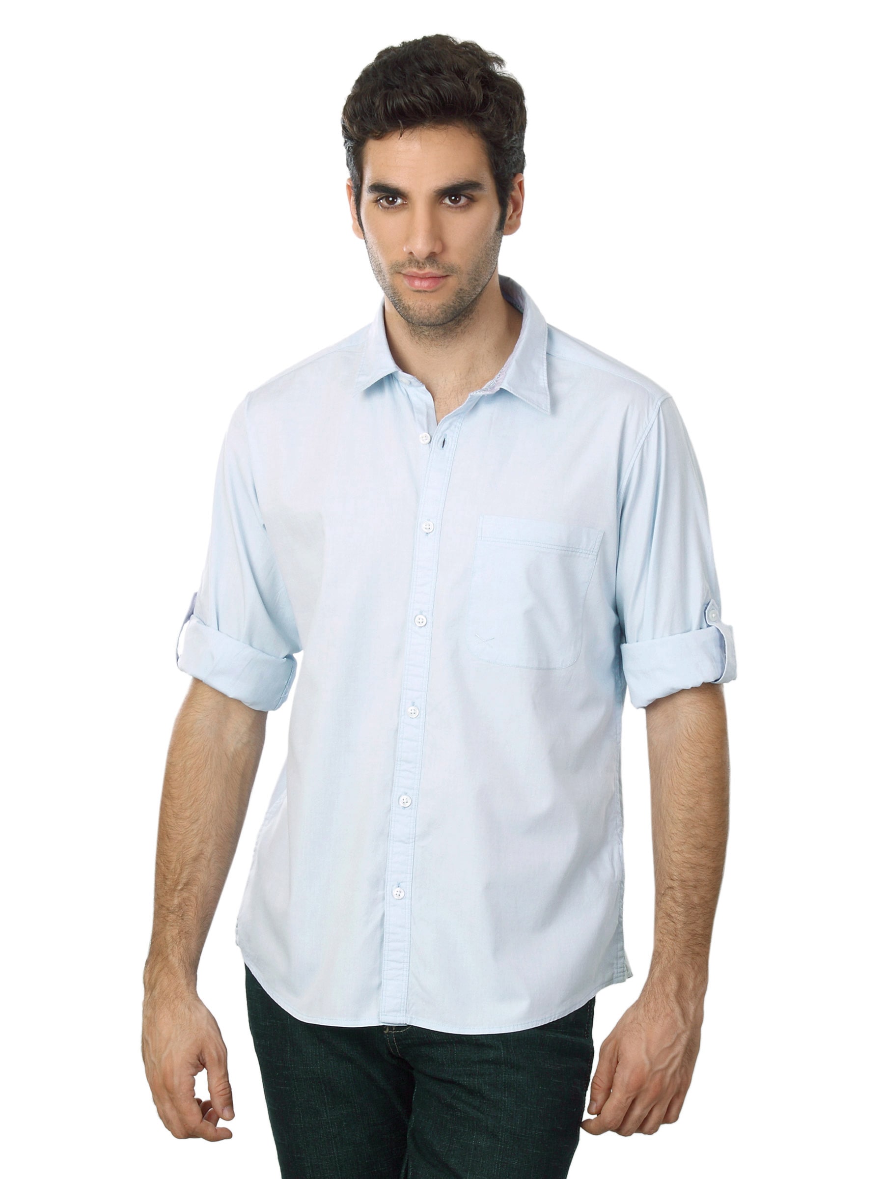 Scullers Men Blue Solid Shirt
