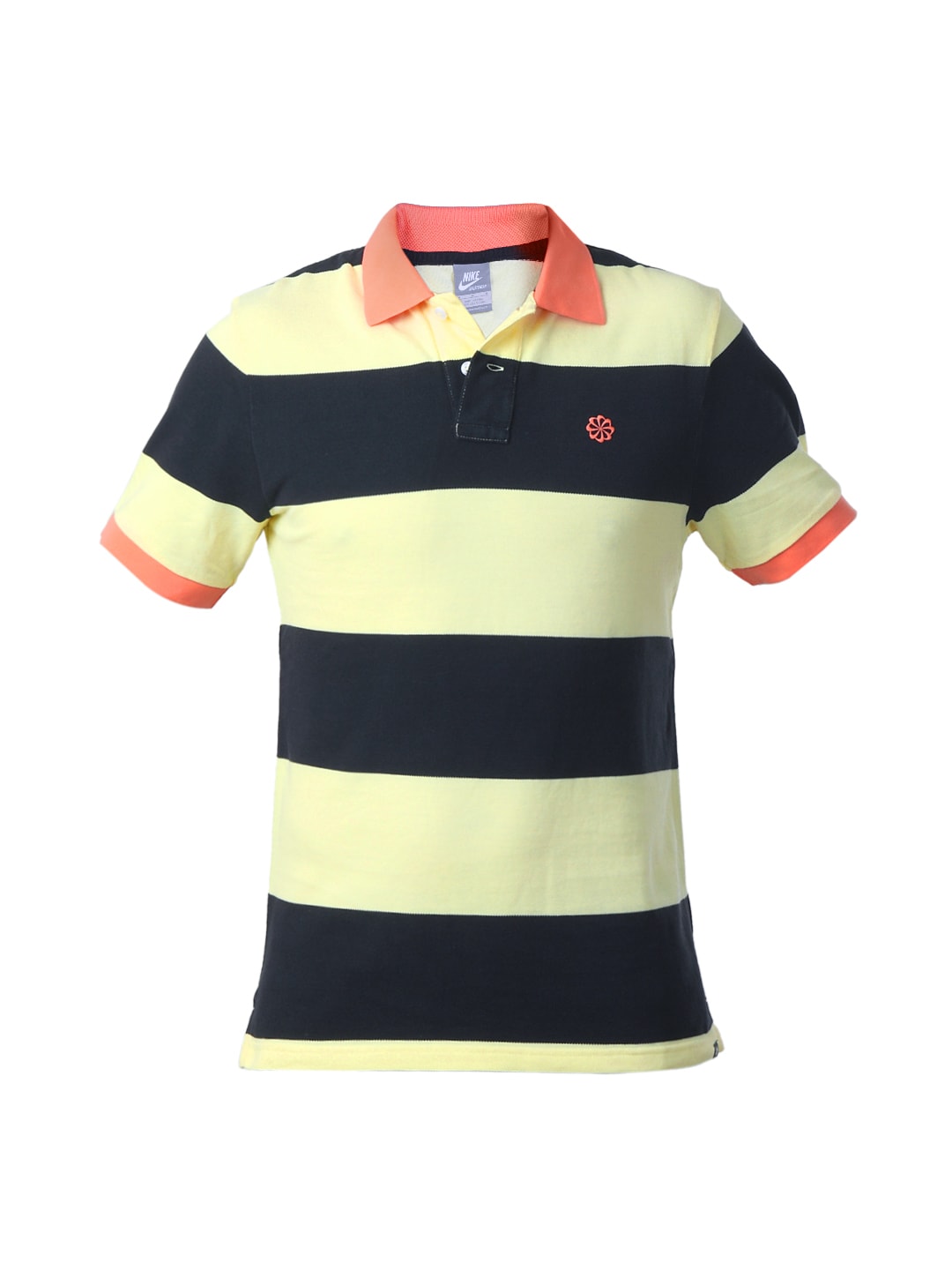 Nike Men Black & Yellow Striped T-shirt