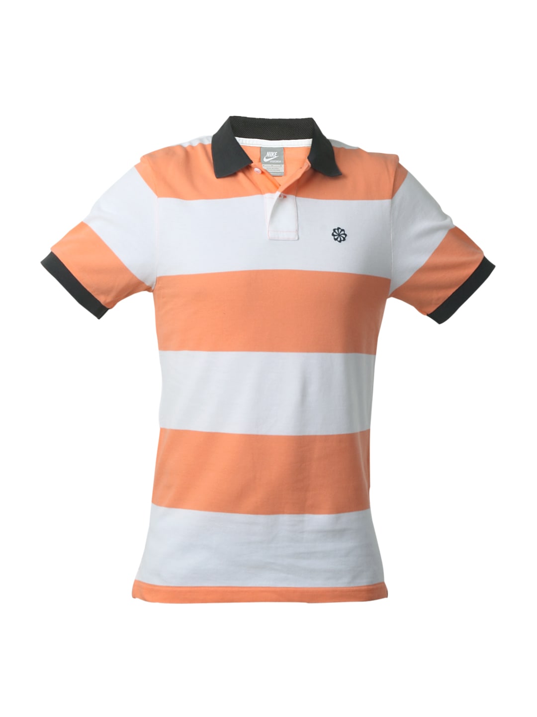 Nike Men Peach & White Striped T-shirt