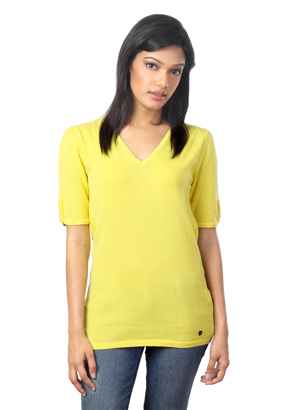 United Colors of Benetton Women Yellow Sweater