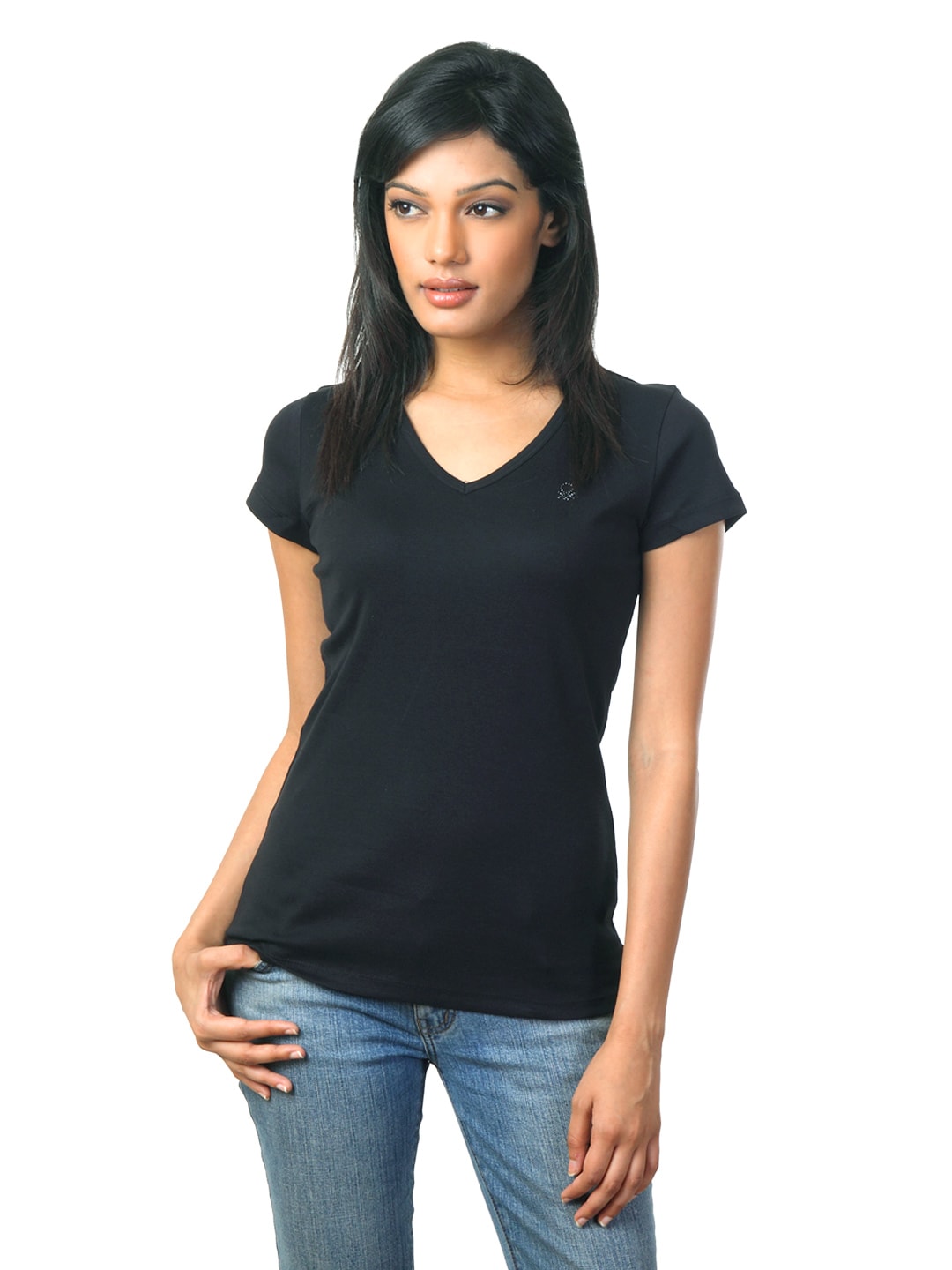 United Colors of Benetton Women Black T-shirt