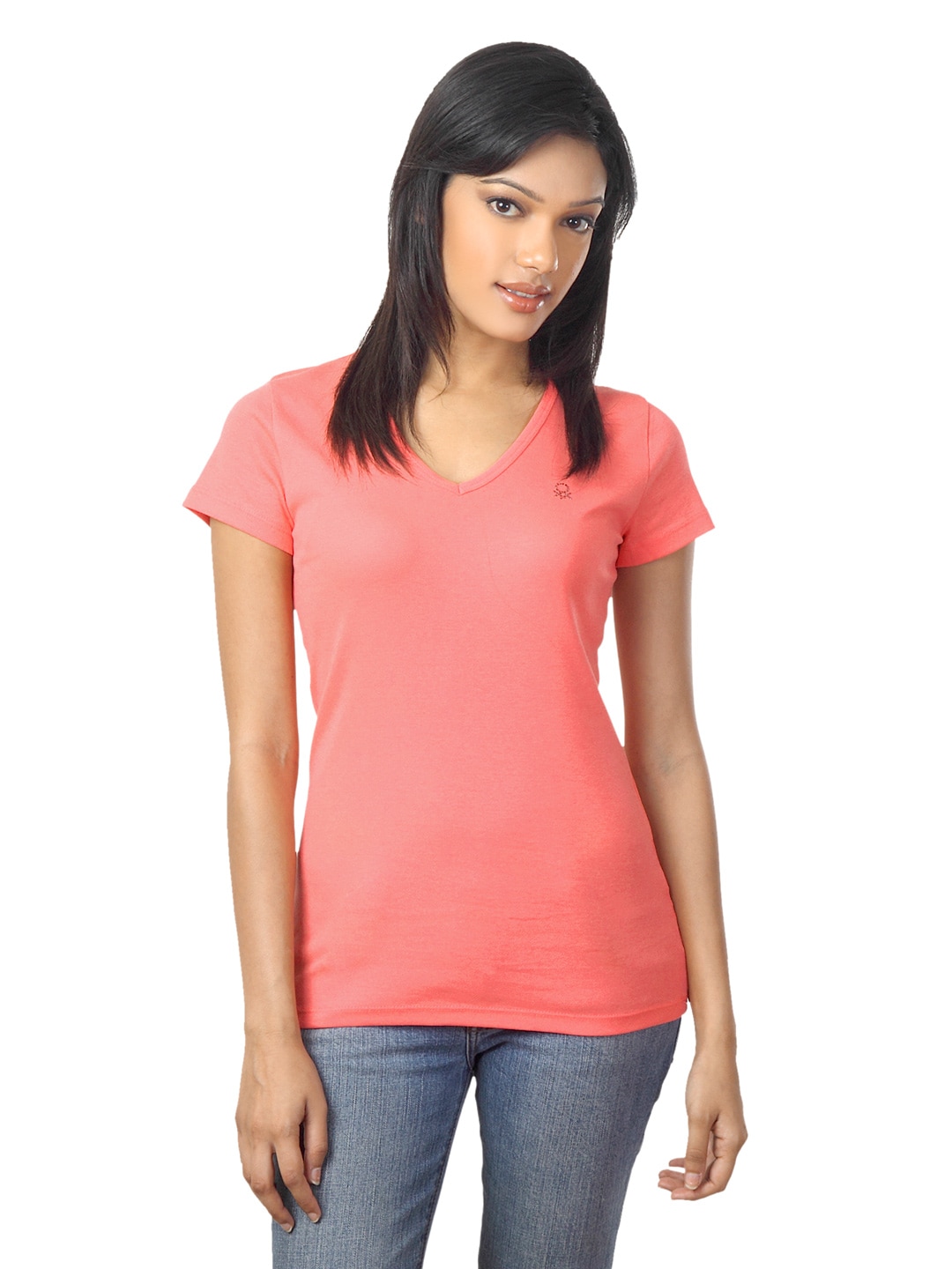 United Colors of Benetton Women Peach T-shirt