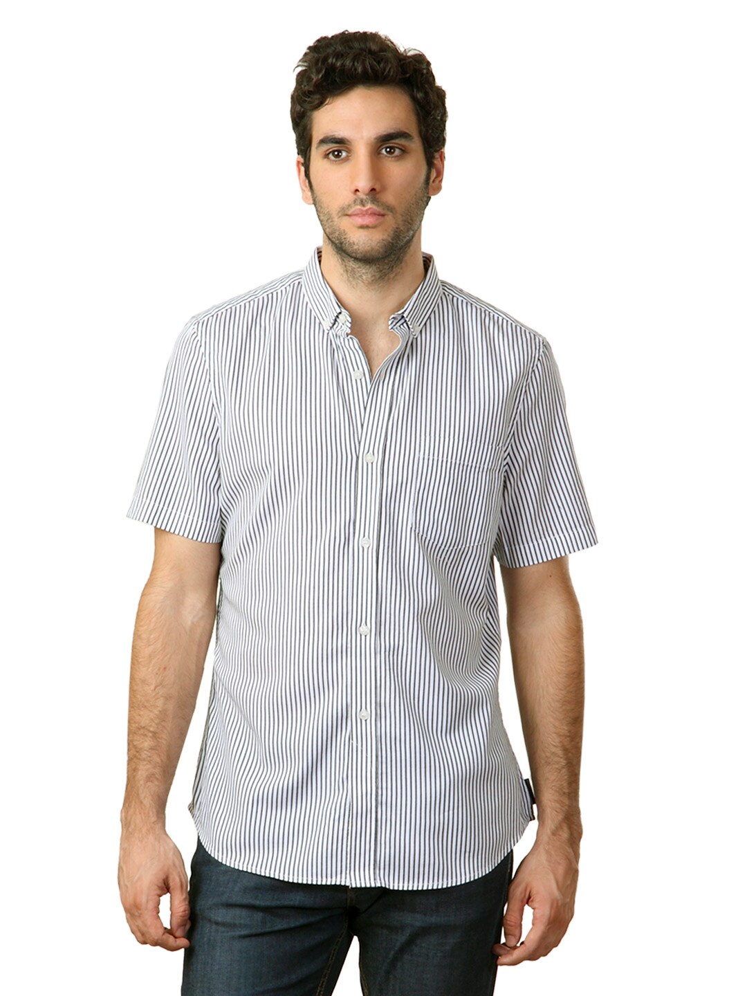 French Connection Men White & Black Shirt