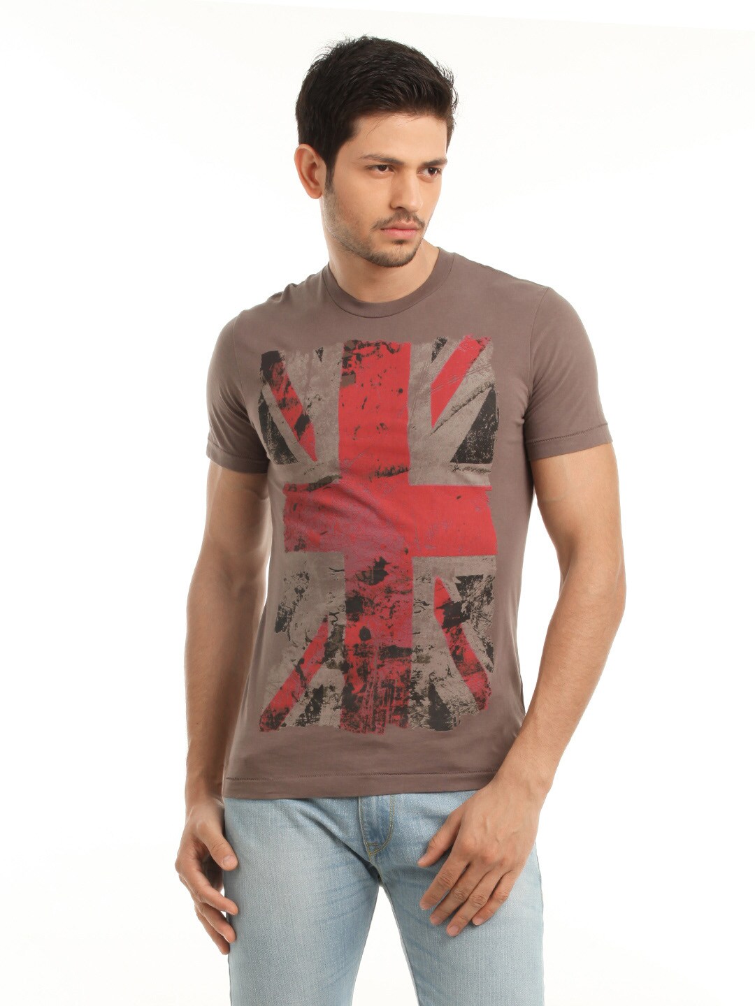 French Connection Men Brown Printed T-shirt