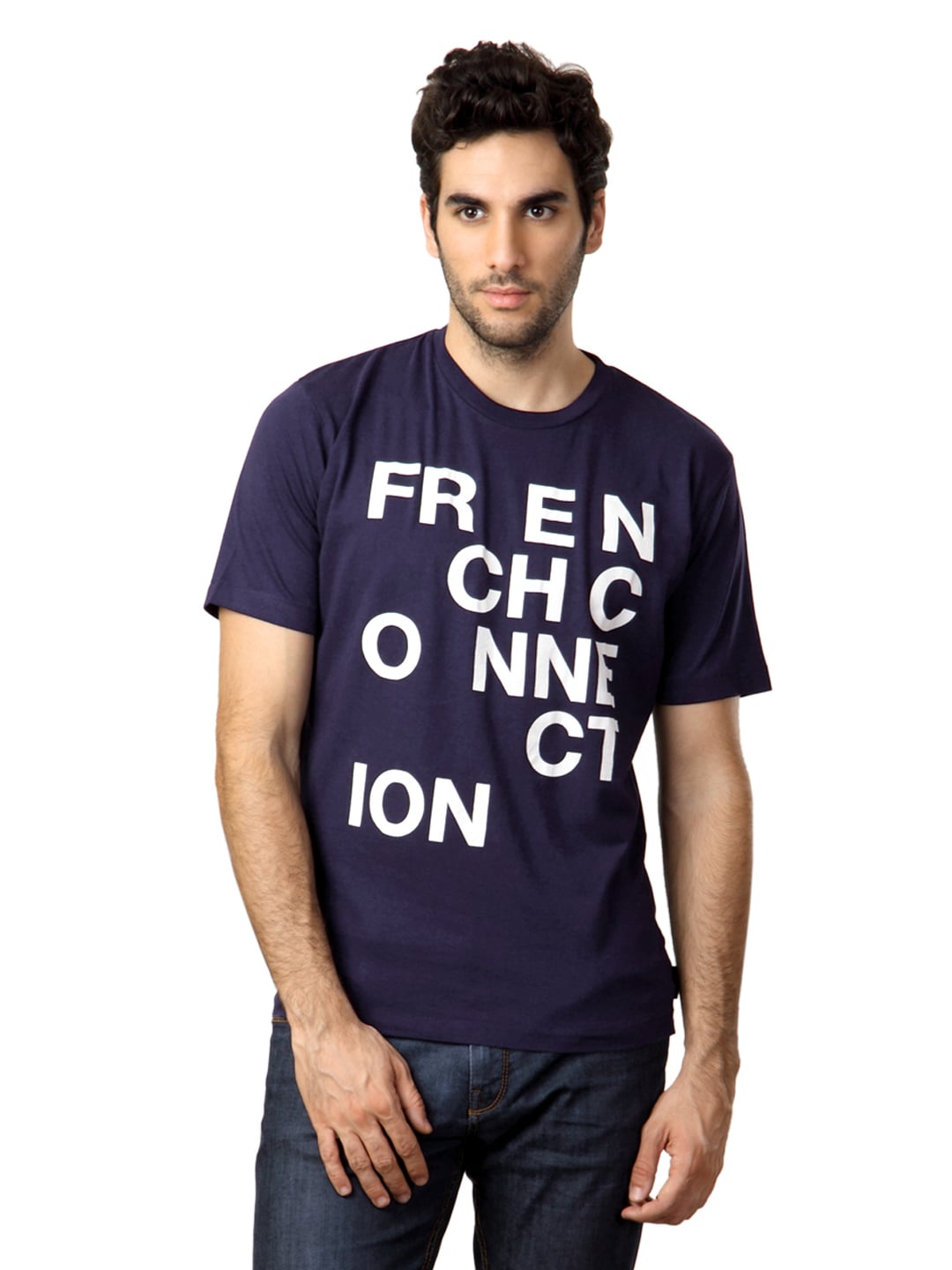 French Connection Men Navy Blue T-shirt