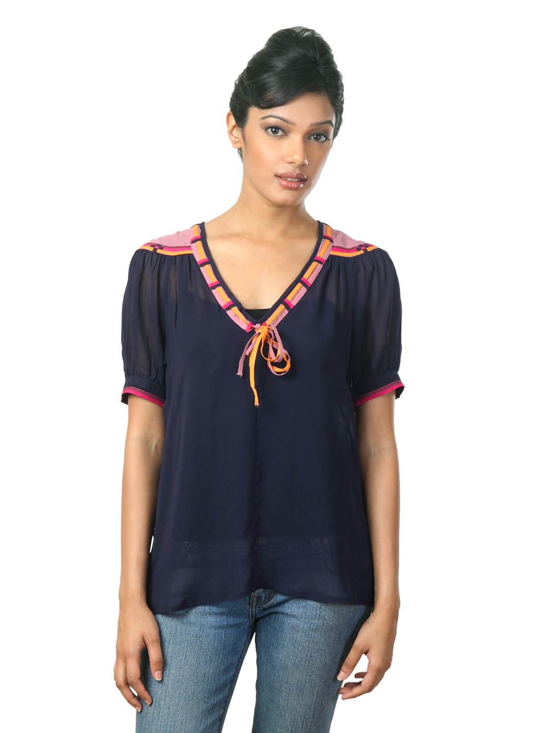 French Connection Women Navy Blue Top