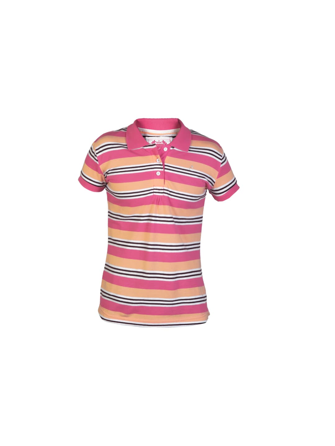 Gini and Jony Girls Polo Striped Pink T-shirt