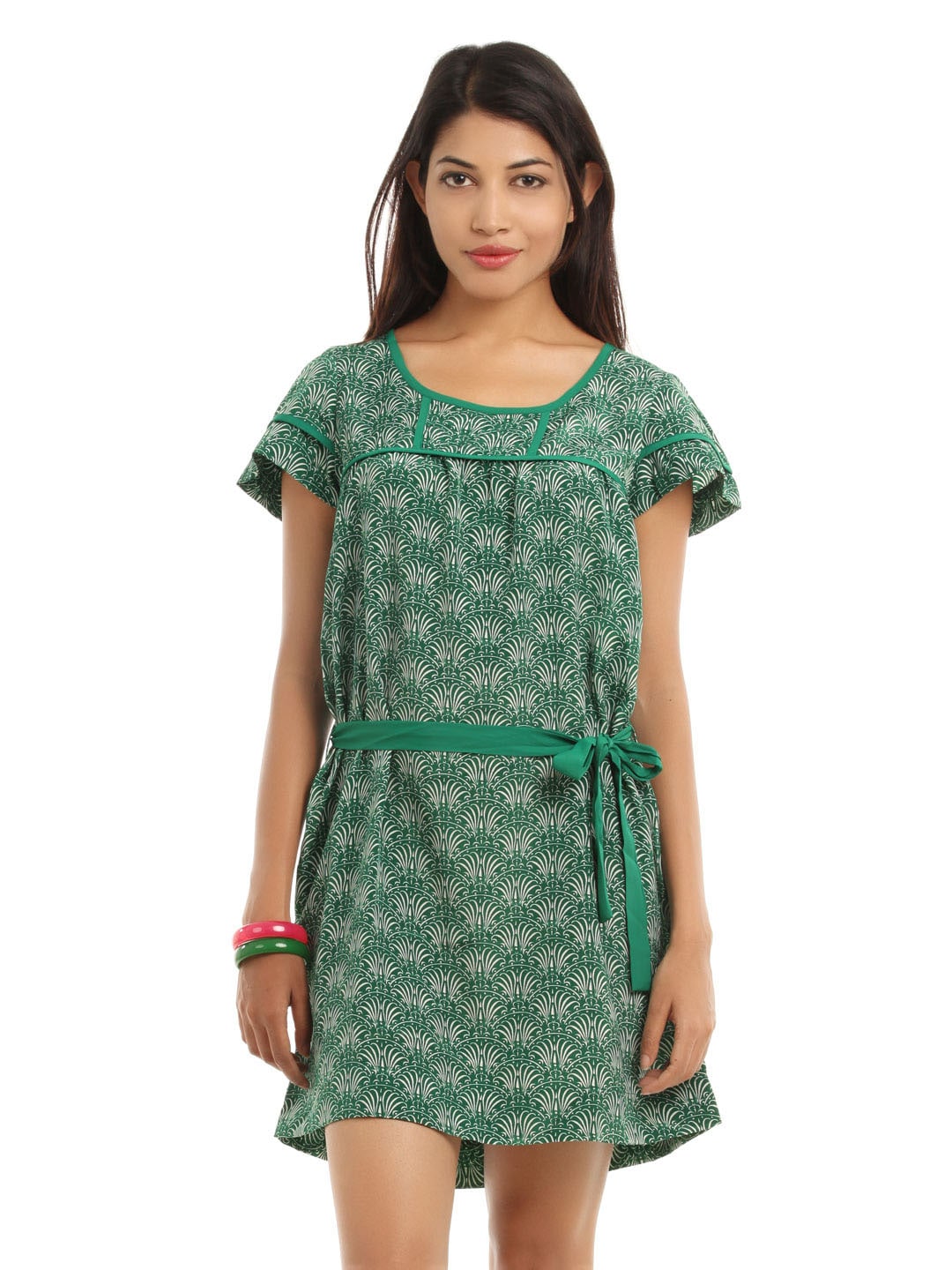 Vero Moda Green Printed Shift Dress