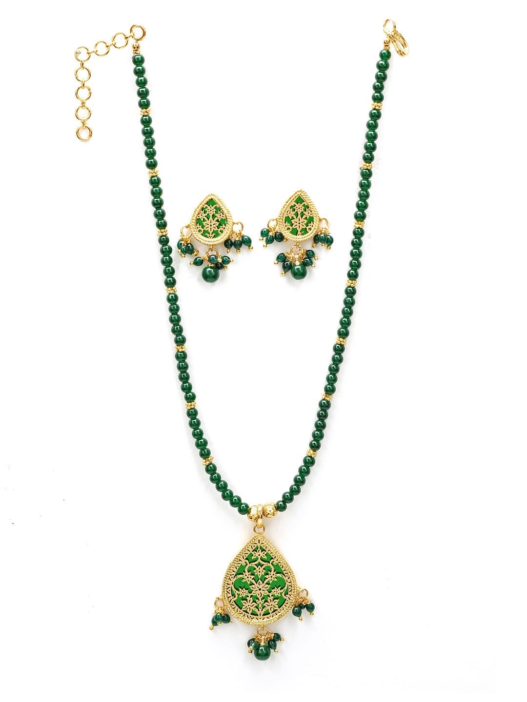 Royal Diadem Green Earring & Pendant Set
