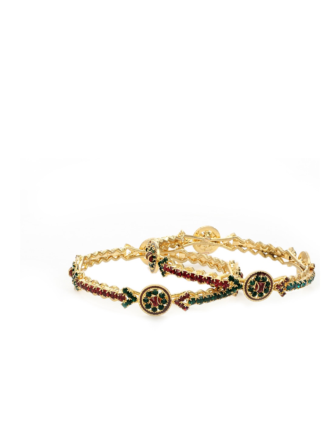 Royal Diadem Set of 2 Green & Gold Bangles