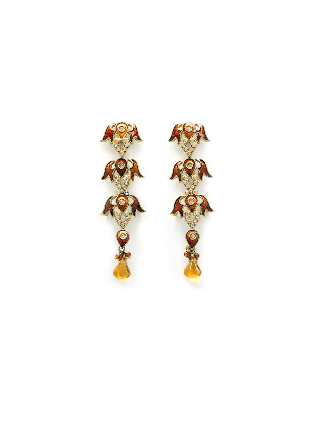 Royal Diadem Golden & Brown Earrings
